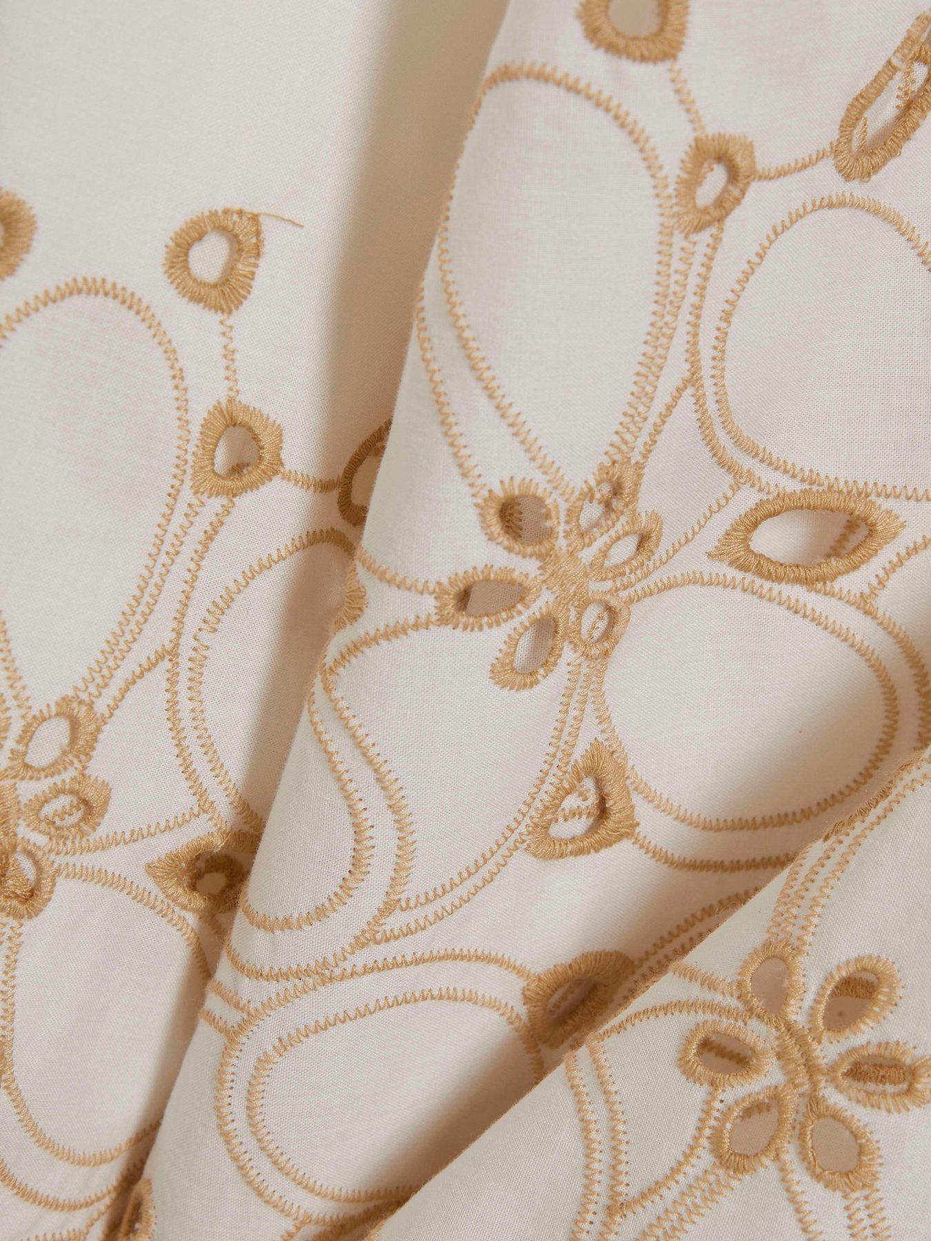 Image 6 of 6 of River Island Poplin Cutwork Hem Shirt - White