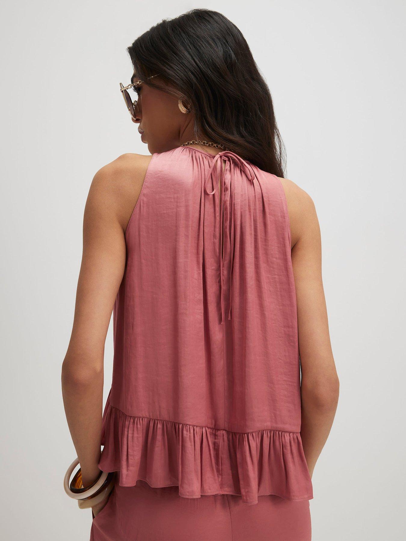 Image 2 of 6 of River Island Airflow Halter Co-ord Top - Pink