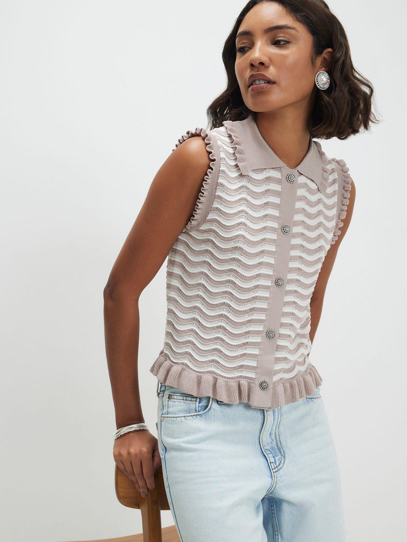 River Island Brunch Collar Tank - Beige