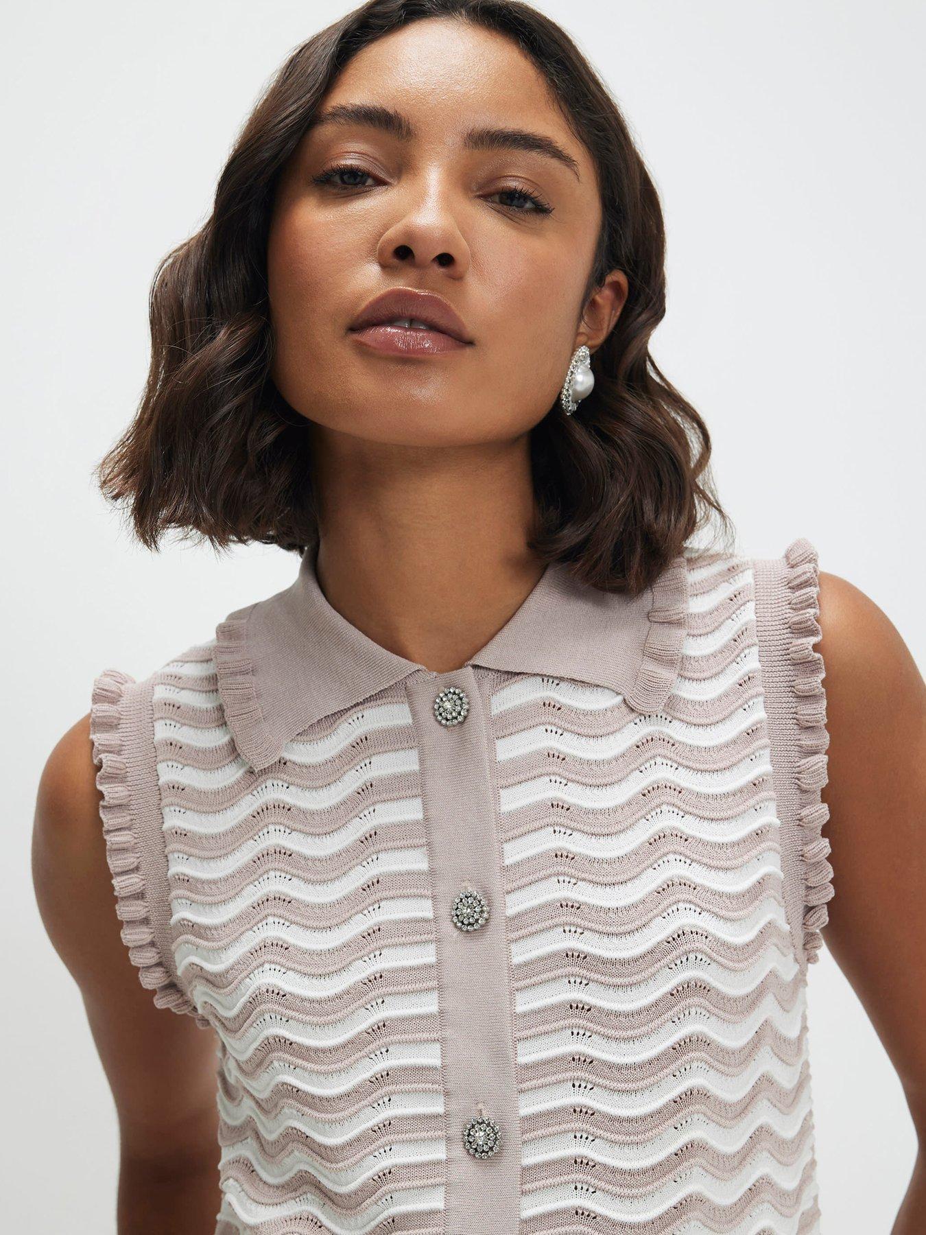 Image 4 of 6 of River Island Brunch Collar Tank - Beige