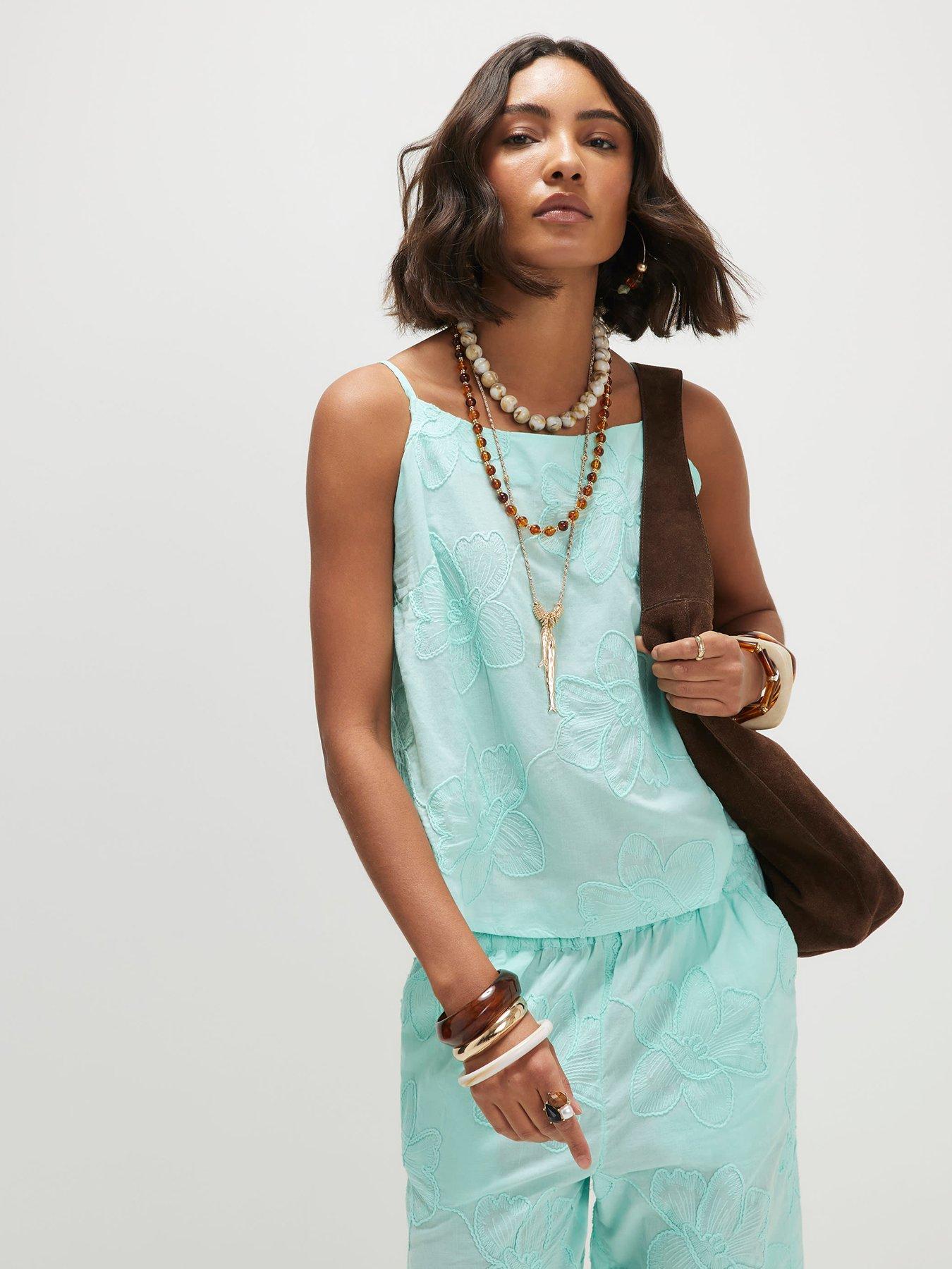 River Island Floral 3D Emb Tank - Blue