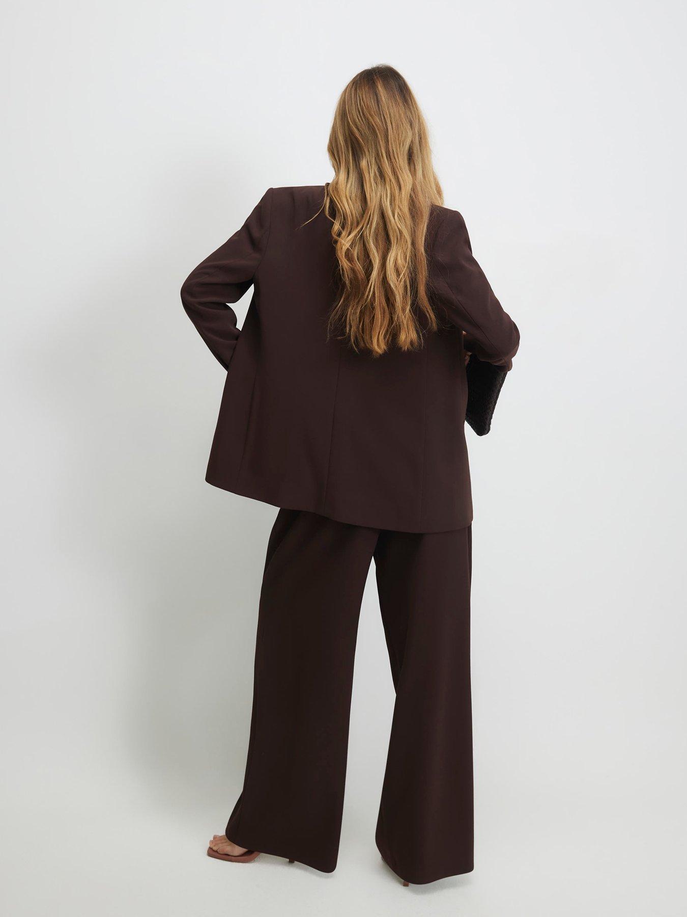 Image 2 of 6 of River Island Easy Wide Trouser - Brown