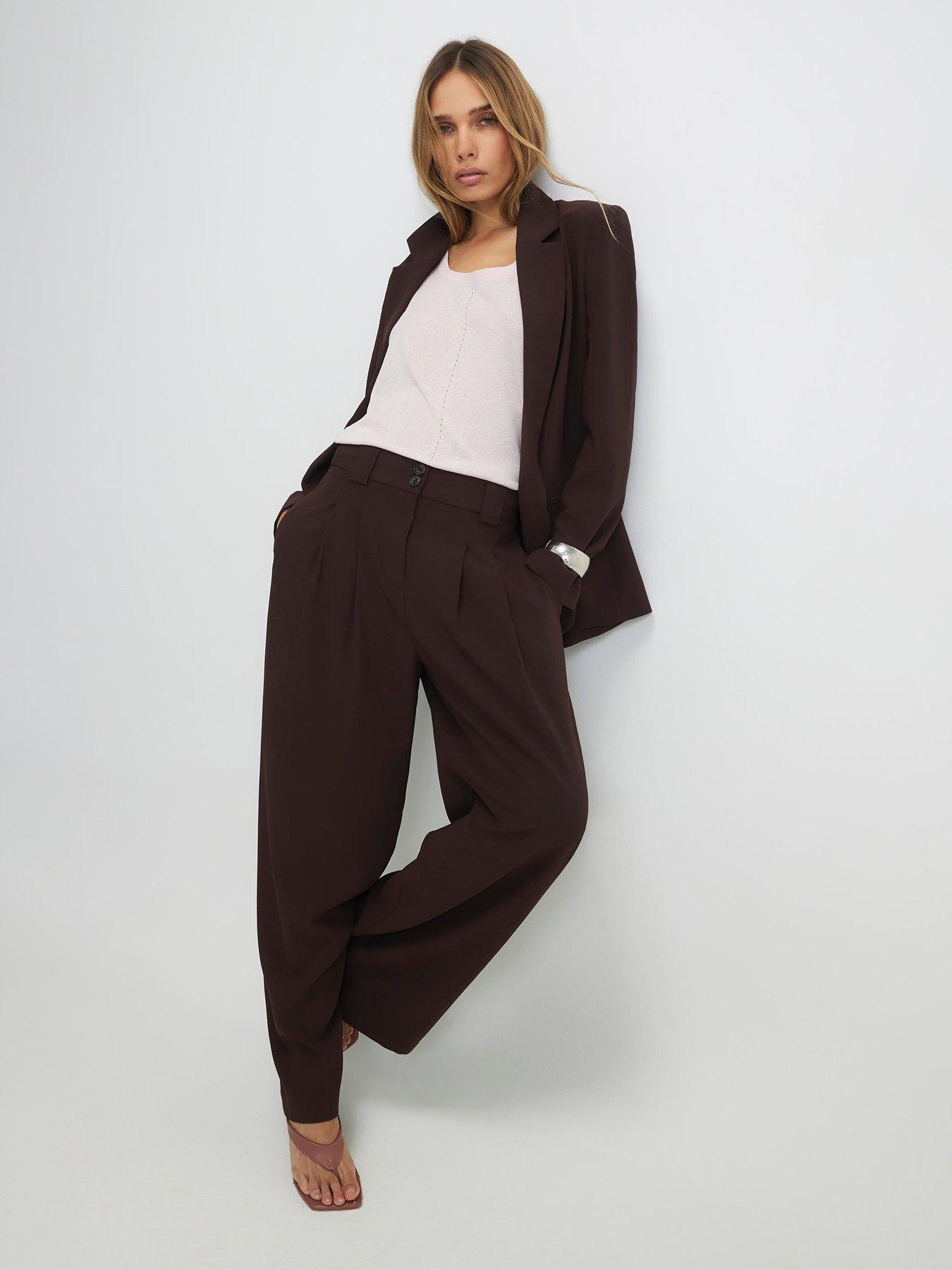 Image 3 of 6 of River Island Easy Wide Trouser - Brown