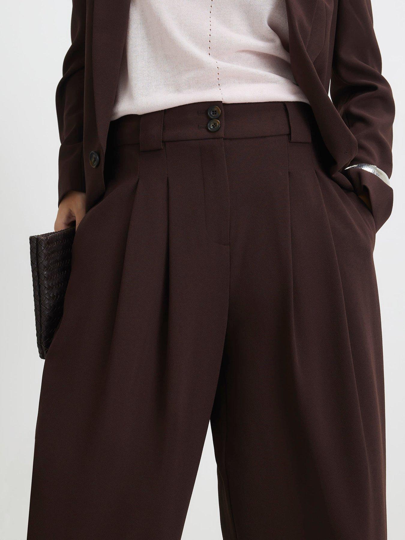 Image 4 of 6 of River Island Easy Wide Trouser - Brown