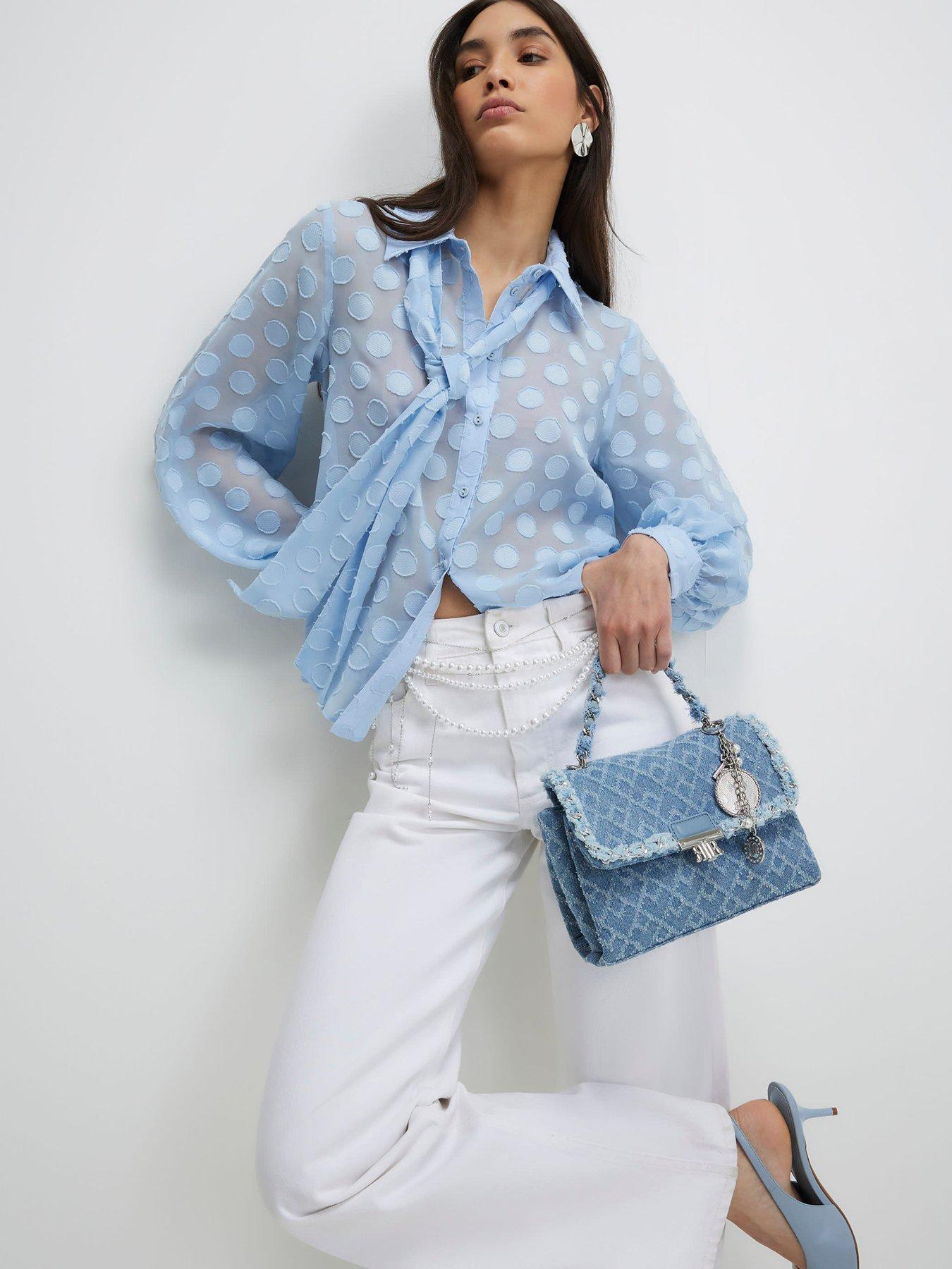 river-island-organza-polka-dot-blouse-bluefront
