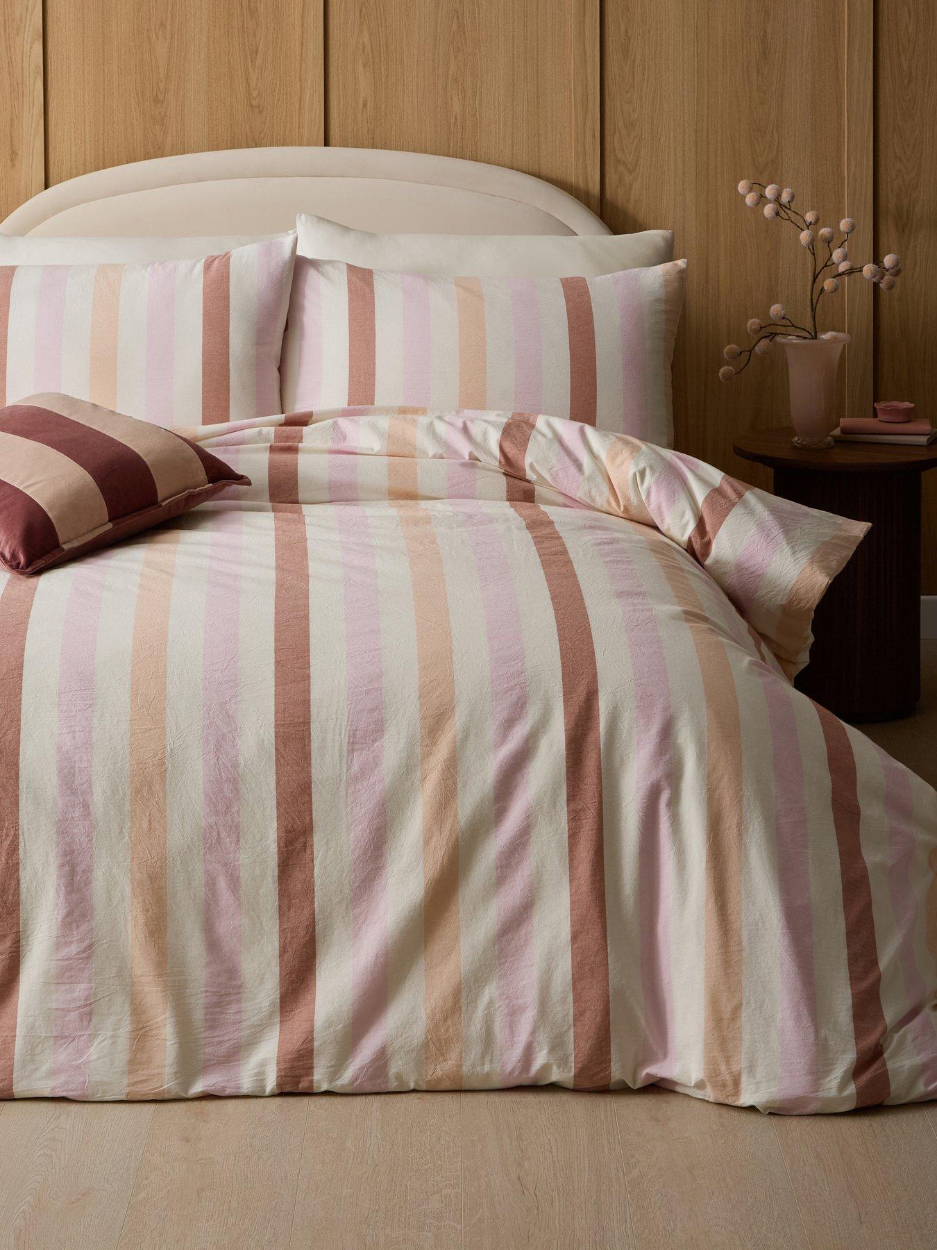 The Very Collection Aya Washed Cotton Stripe Duvet Set Ks
