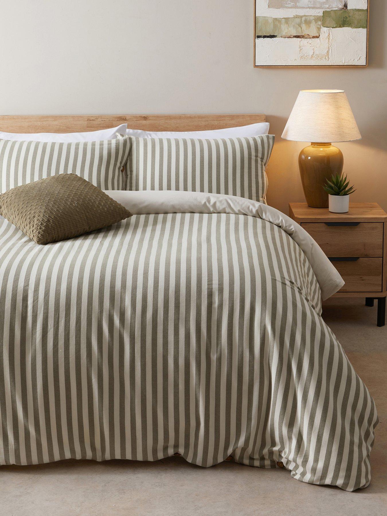 Image 1 of 7 of The Very Collection Vincent Cotton Yarn Dyed Stripe Duvet Set