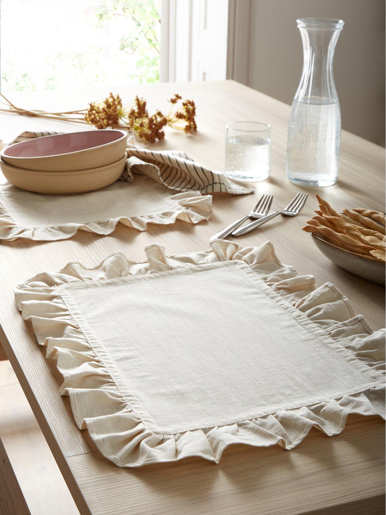 The Very Collection Cotton And Linen Blend Placemats With Frill Edge - Set Of 2