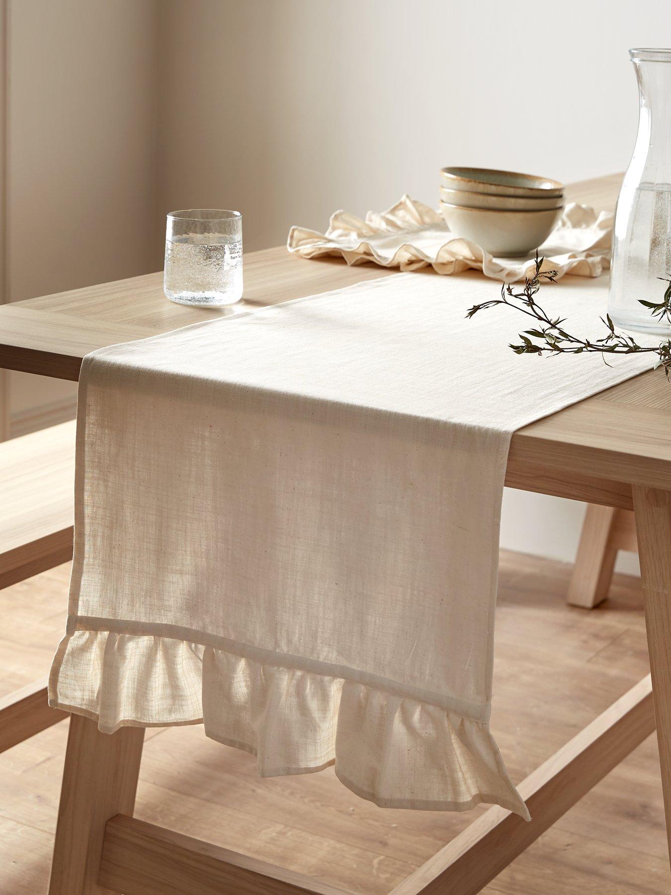 The Very Collection Cotton And Linen Blend Table Runner With Frill Edge