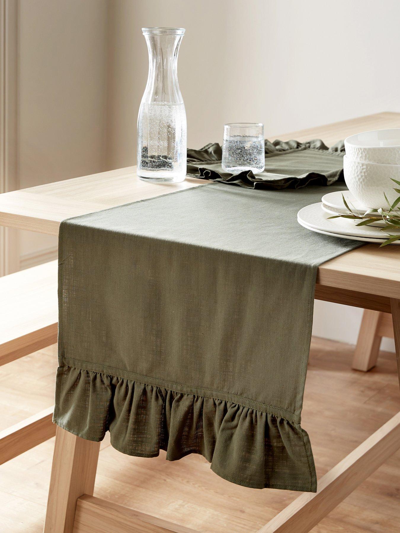 The Very Collection Cotton And Linen Blend Table Runner With Frill Edge