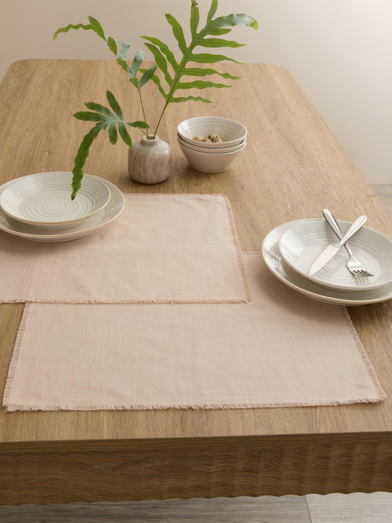 Michelle Keegan Home Cotton And Linen Blend Placemats With Raw Edge - Set Of 2
