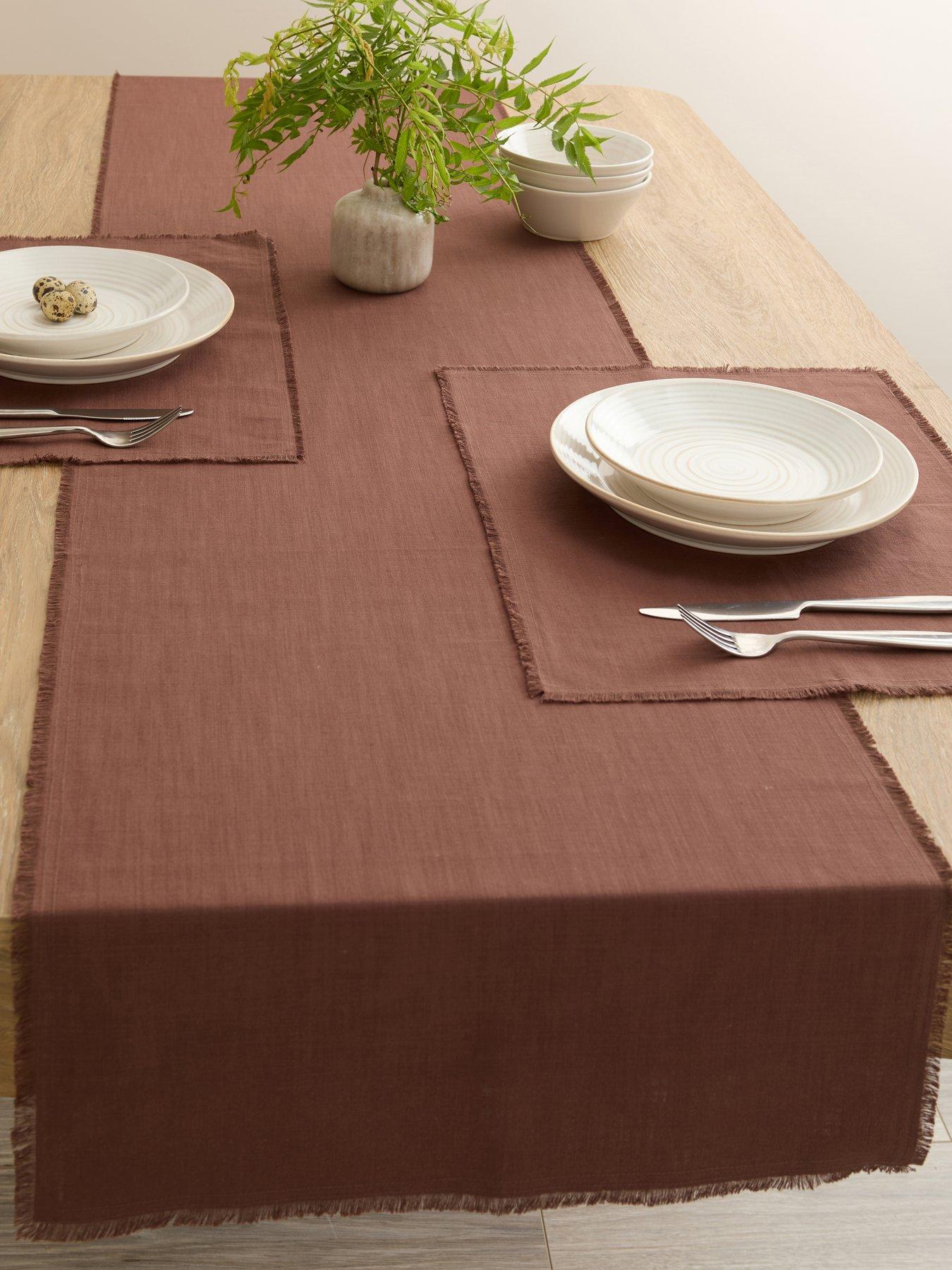 Michelle Keegan Home Cotton And Linen Blend Table Runner With Raw Edge
