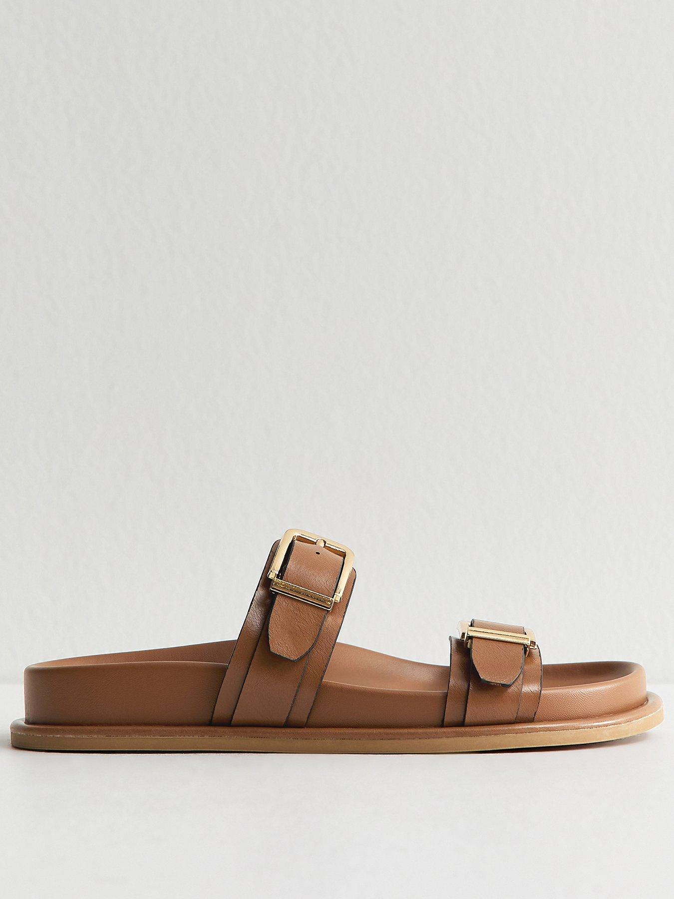 Image 2 of 5 of New Look Tan Faux Leather Buckled Strap Sandals - Brown