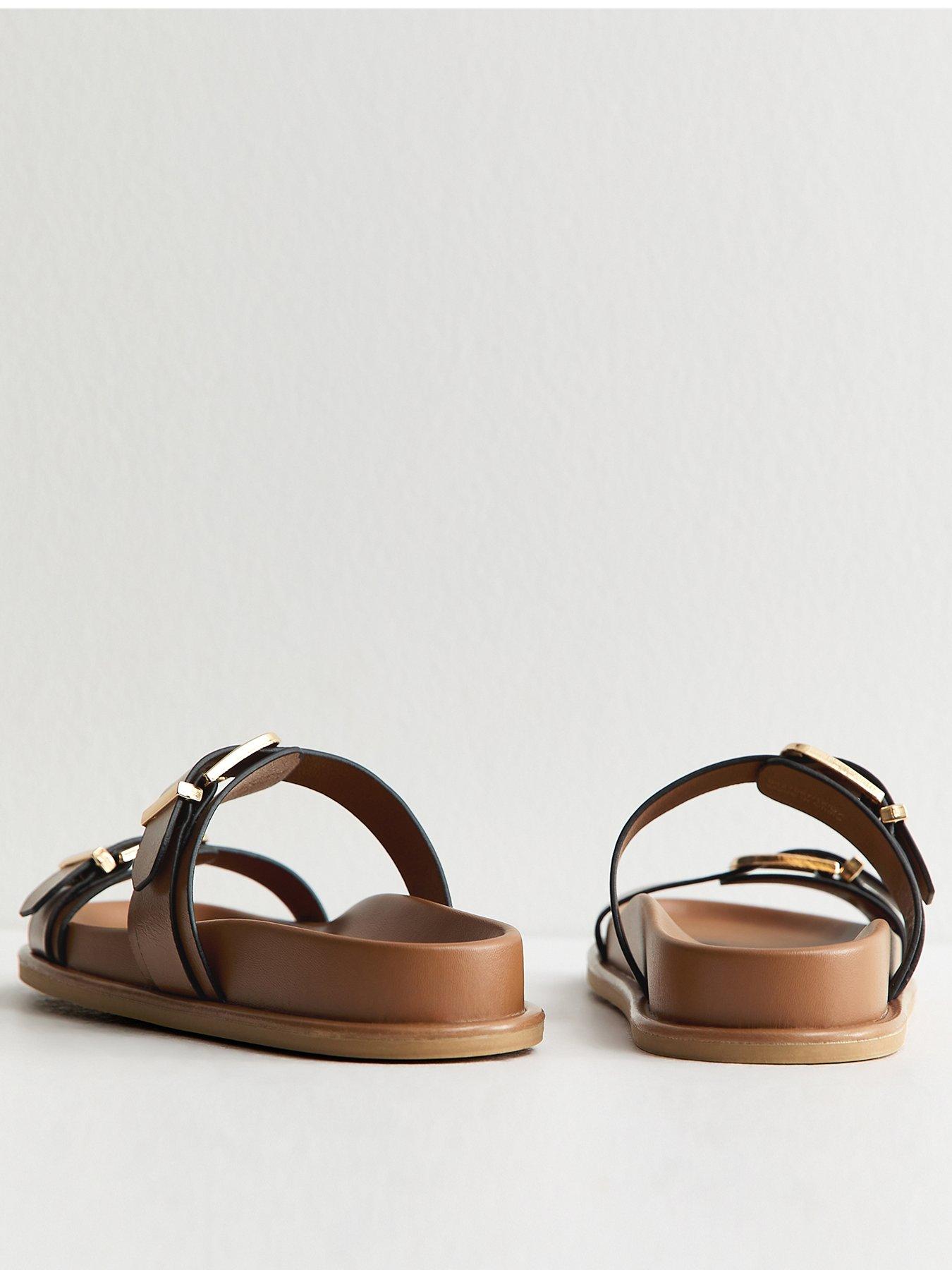 Image 3 of 5 of New Look Tan Faux Leather Buckled Strap Sandals - Brown