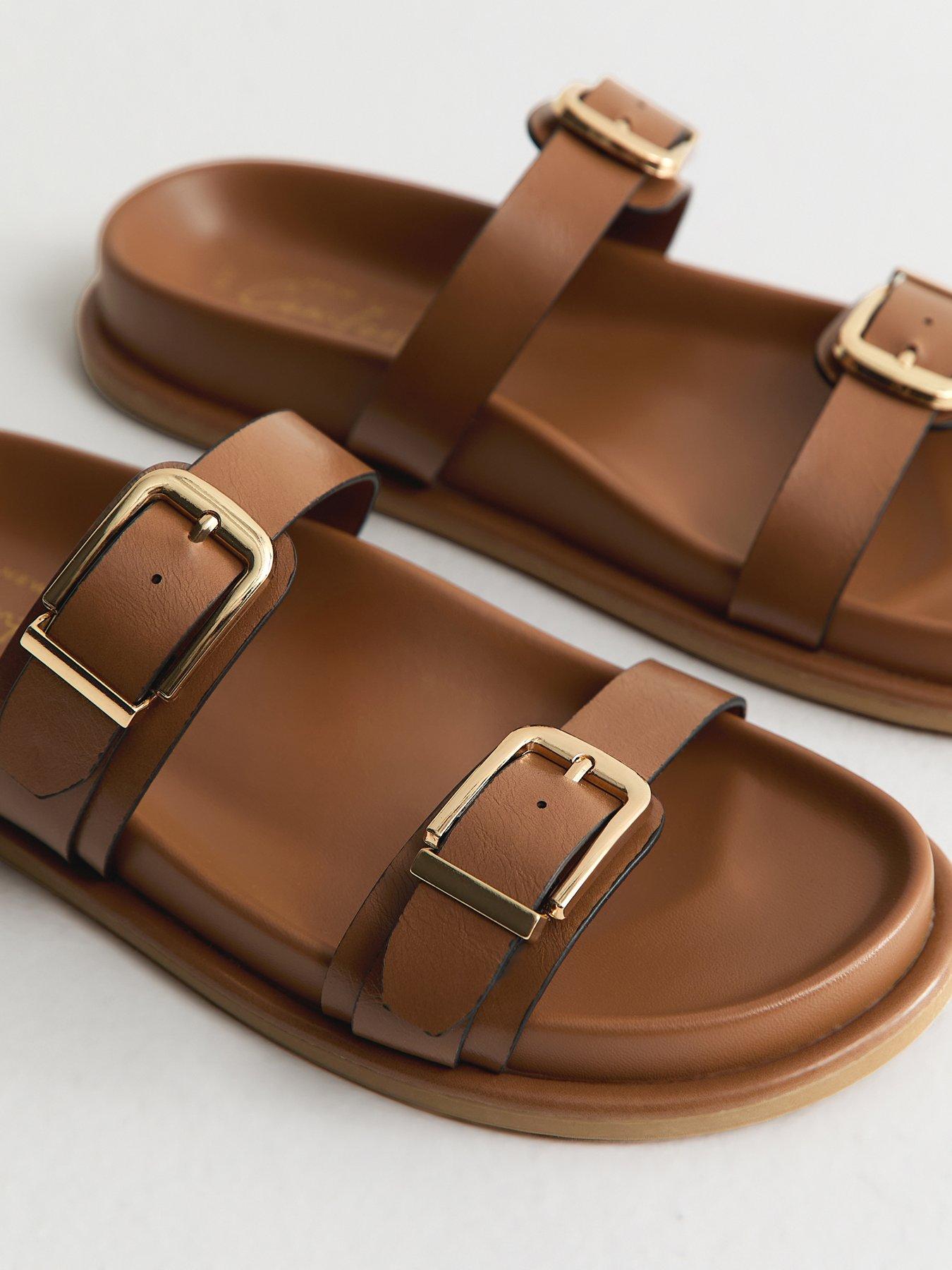 Image 5 of 5 of New Look Tan Faux Leather Buckled Strap Sandals - Brown