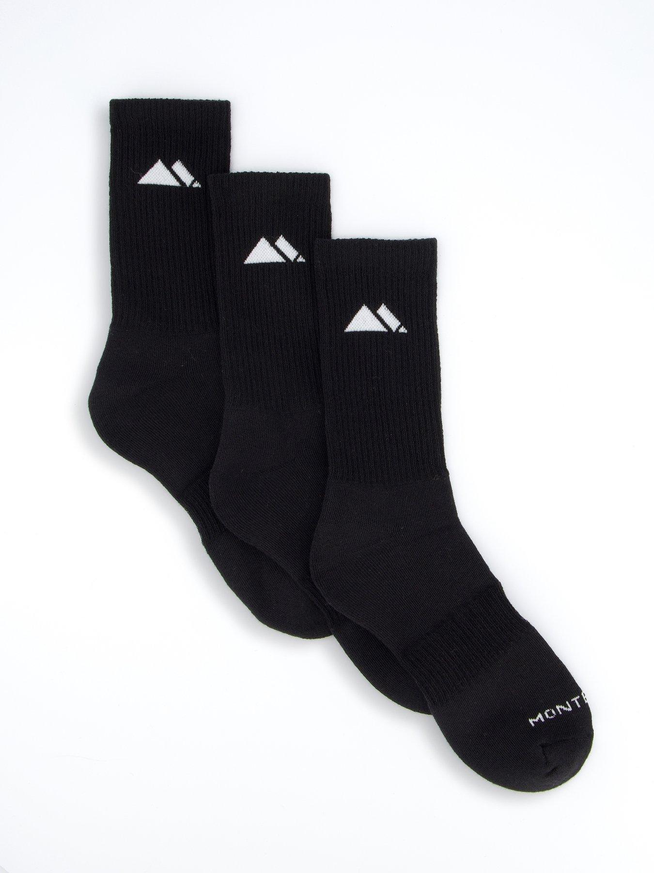 Monterrain Mens Form Core Crew Socks 3X Pack - Black/ White