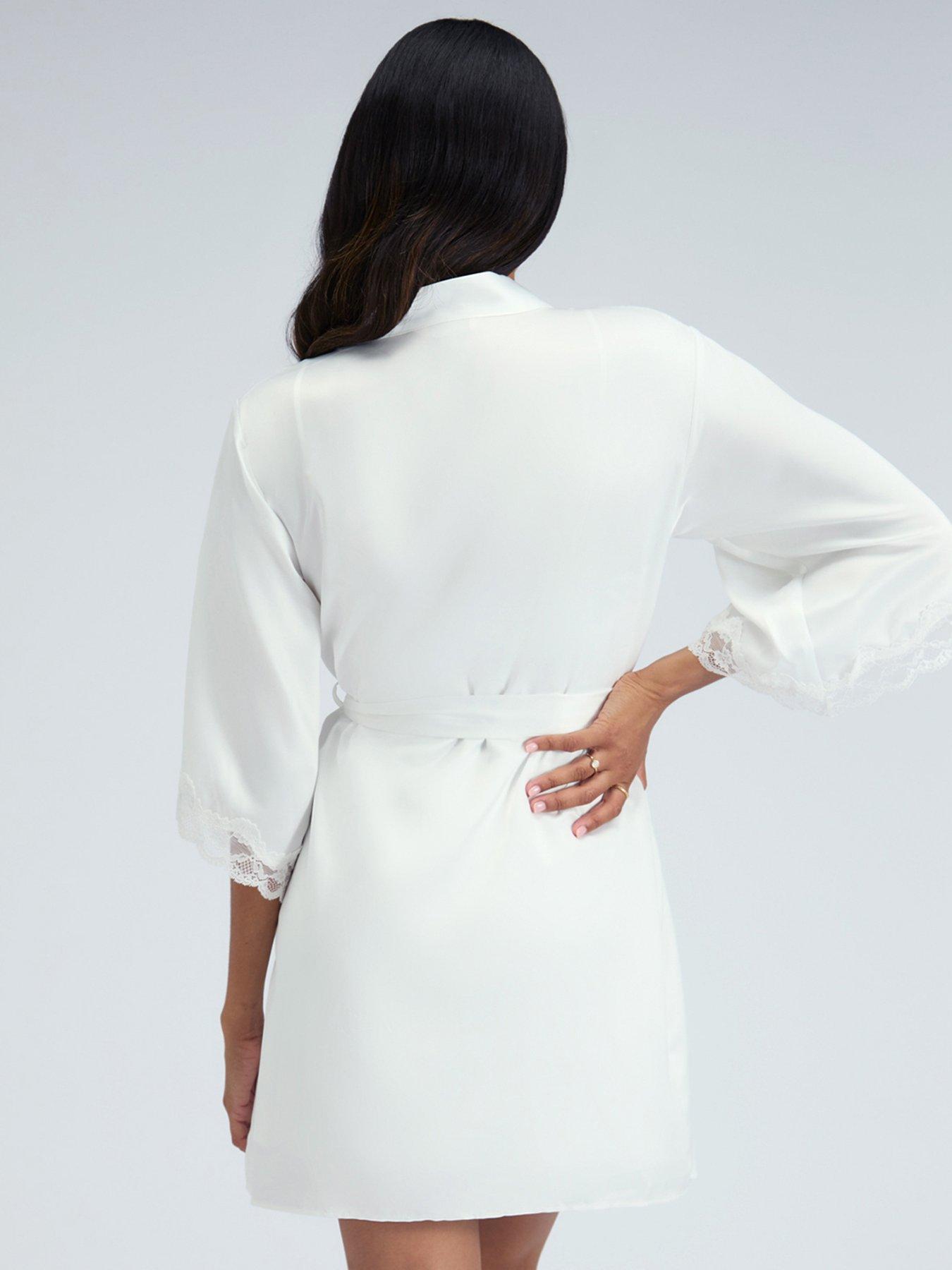 Image 1 of 5 of Boux Avenue Boux Avenue Amelia Satin Short Robe - Ivory