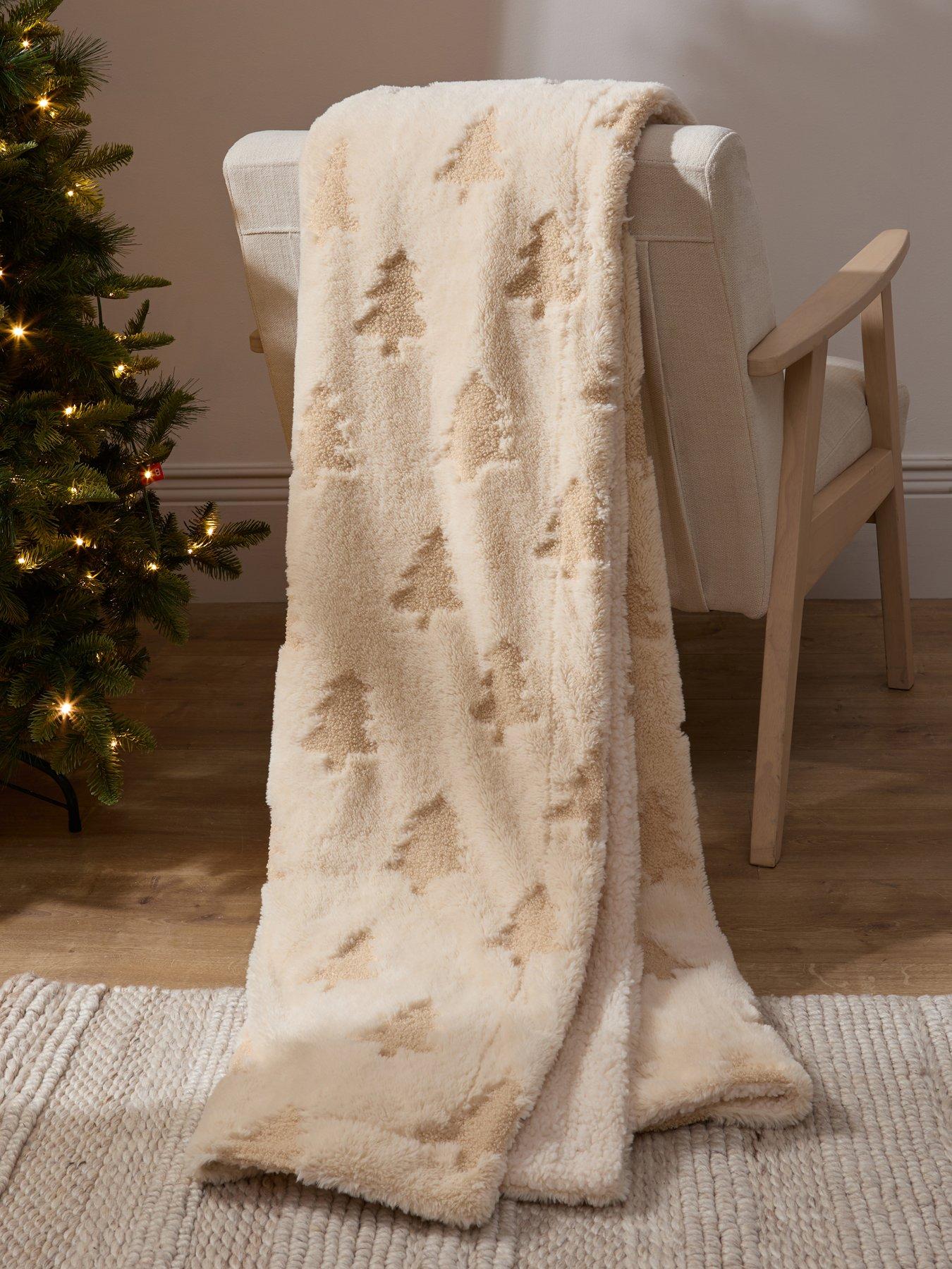The Very Collection Cosy Christmas Tree Throw 200x150cm - Natural