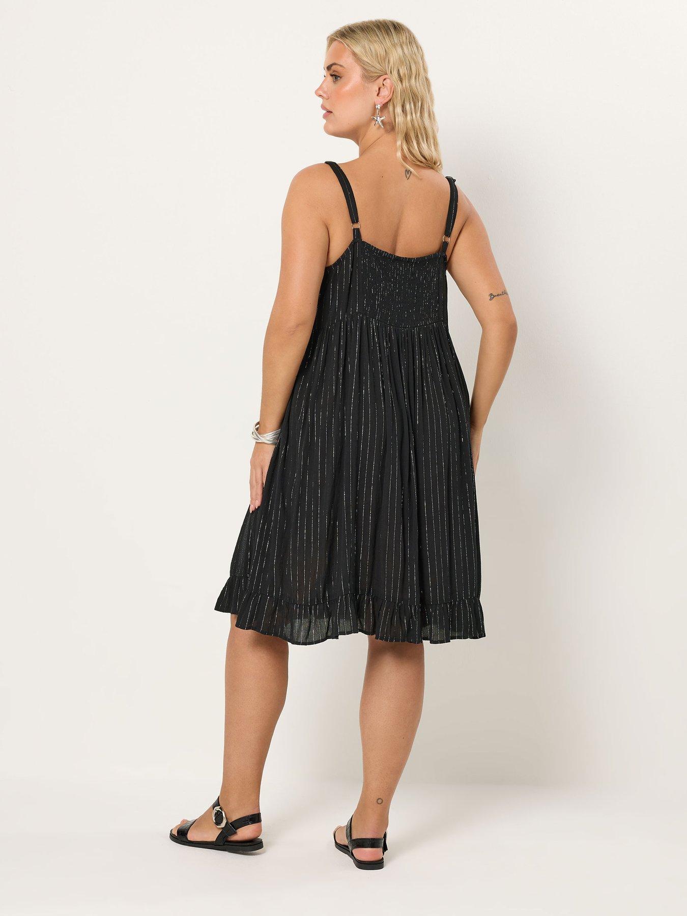yours-curve-lurex-crinkle-mini-beach-dress-blackstillFront