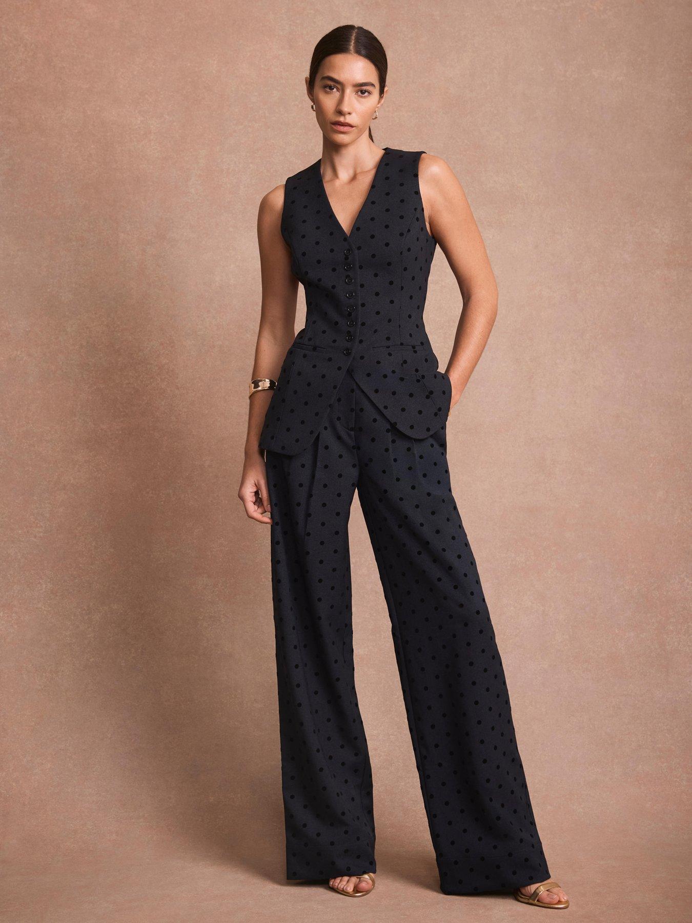 Mint Velvet Navy Polka Dot Trouser - Blue