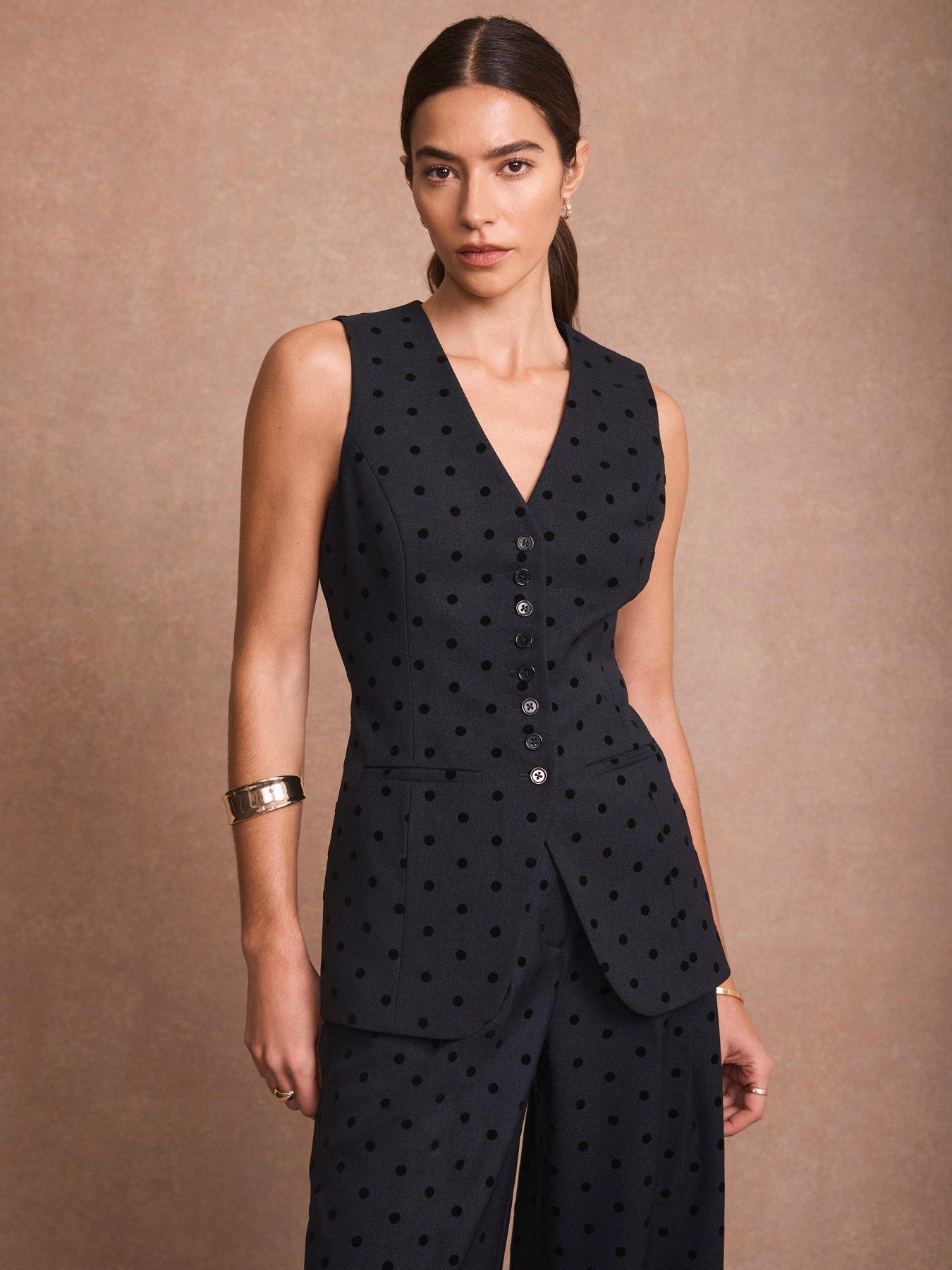 Mint Velvet Polka Dot Waistcoat - Blue