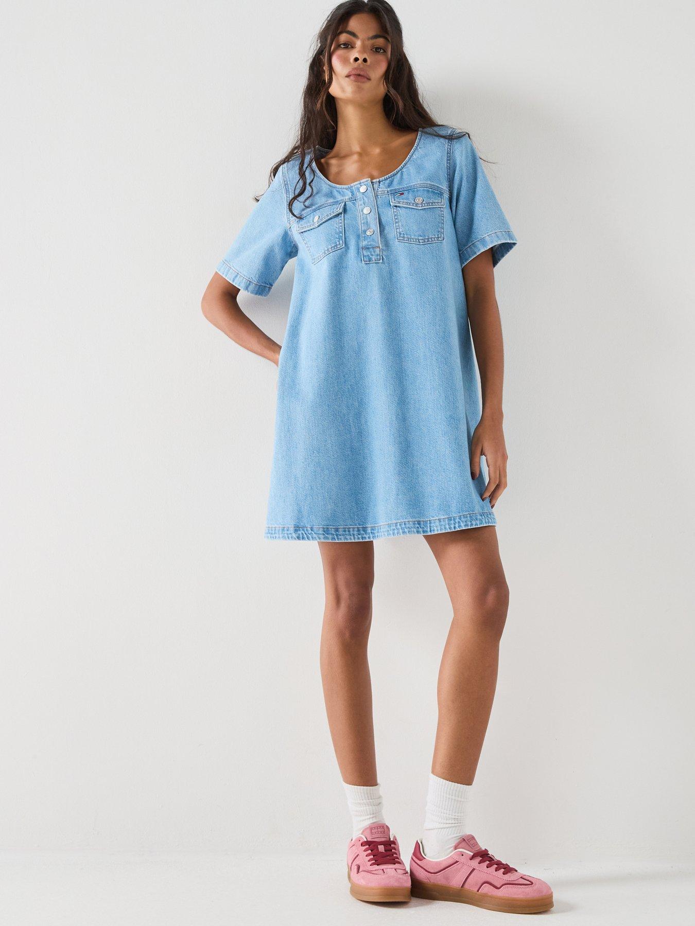 Tommy Jeans A-Line Denim Dress - Blue