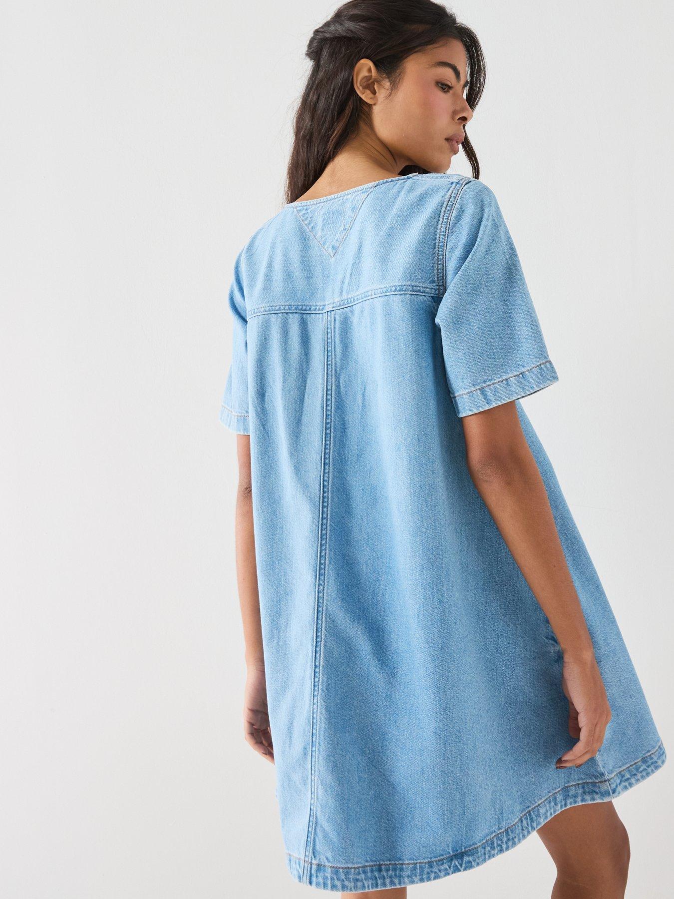Image 2 of 6 of Tommy Jeans Denim A-line Mini Dress - Denim Light