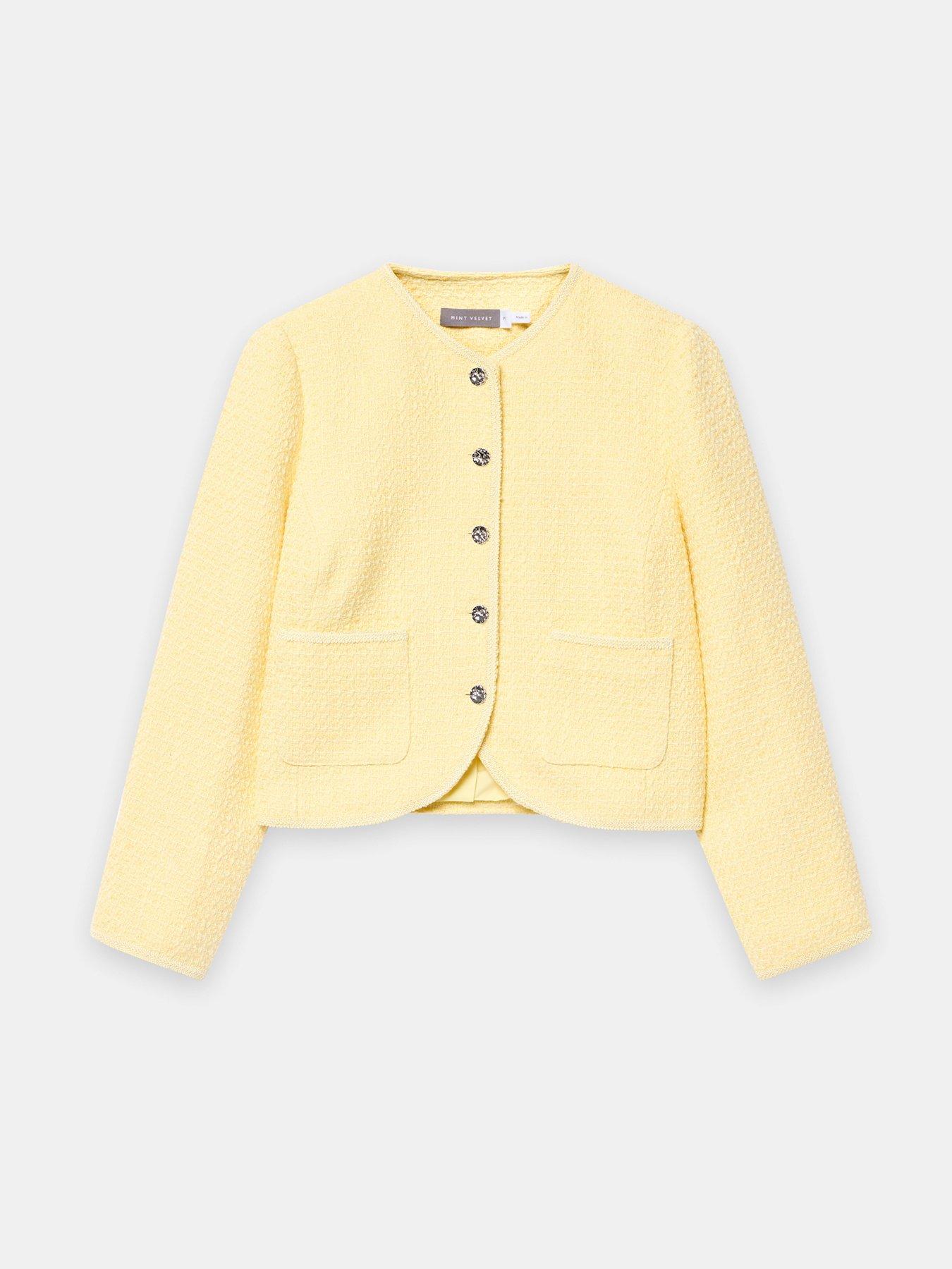 Image 7 of 7 of Mint Velvet Yellow Curved Boucle Jacket