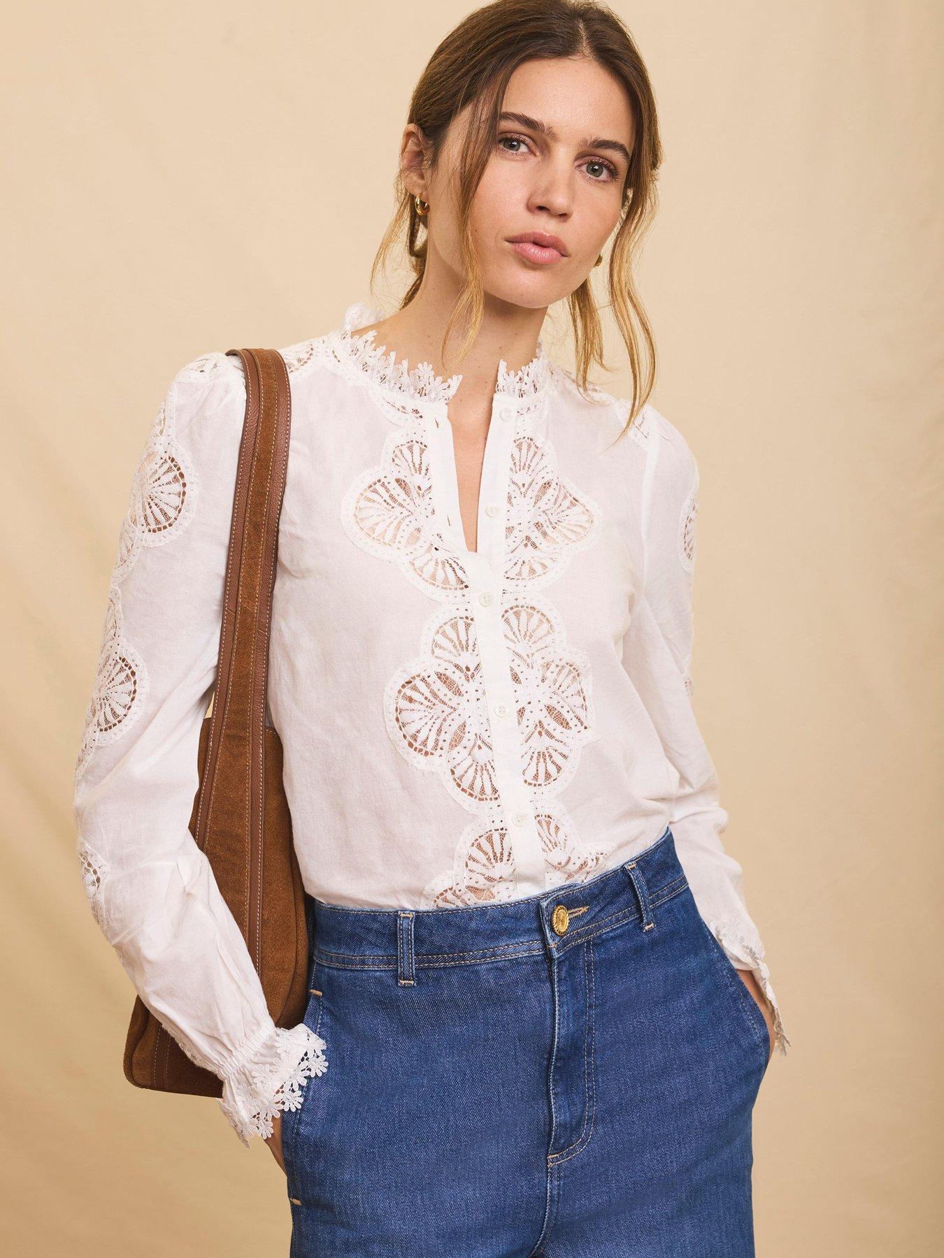 Image 2 of 6 of Mint Velvet Embroidered Blouse - White