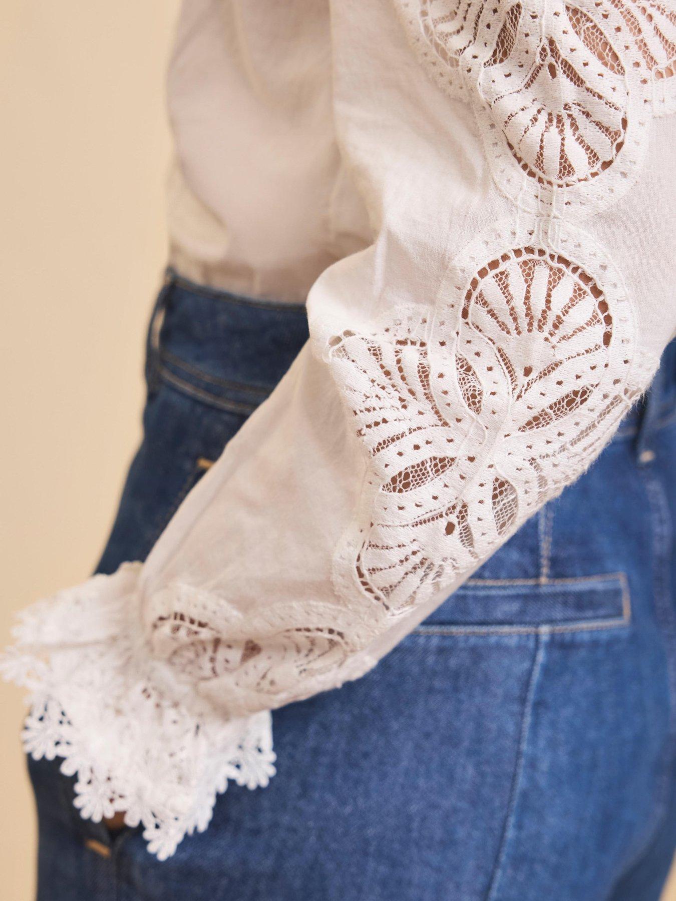 Image 3 of 6 of Mint Velvet Embroidered Blouse - White