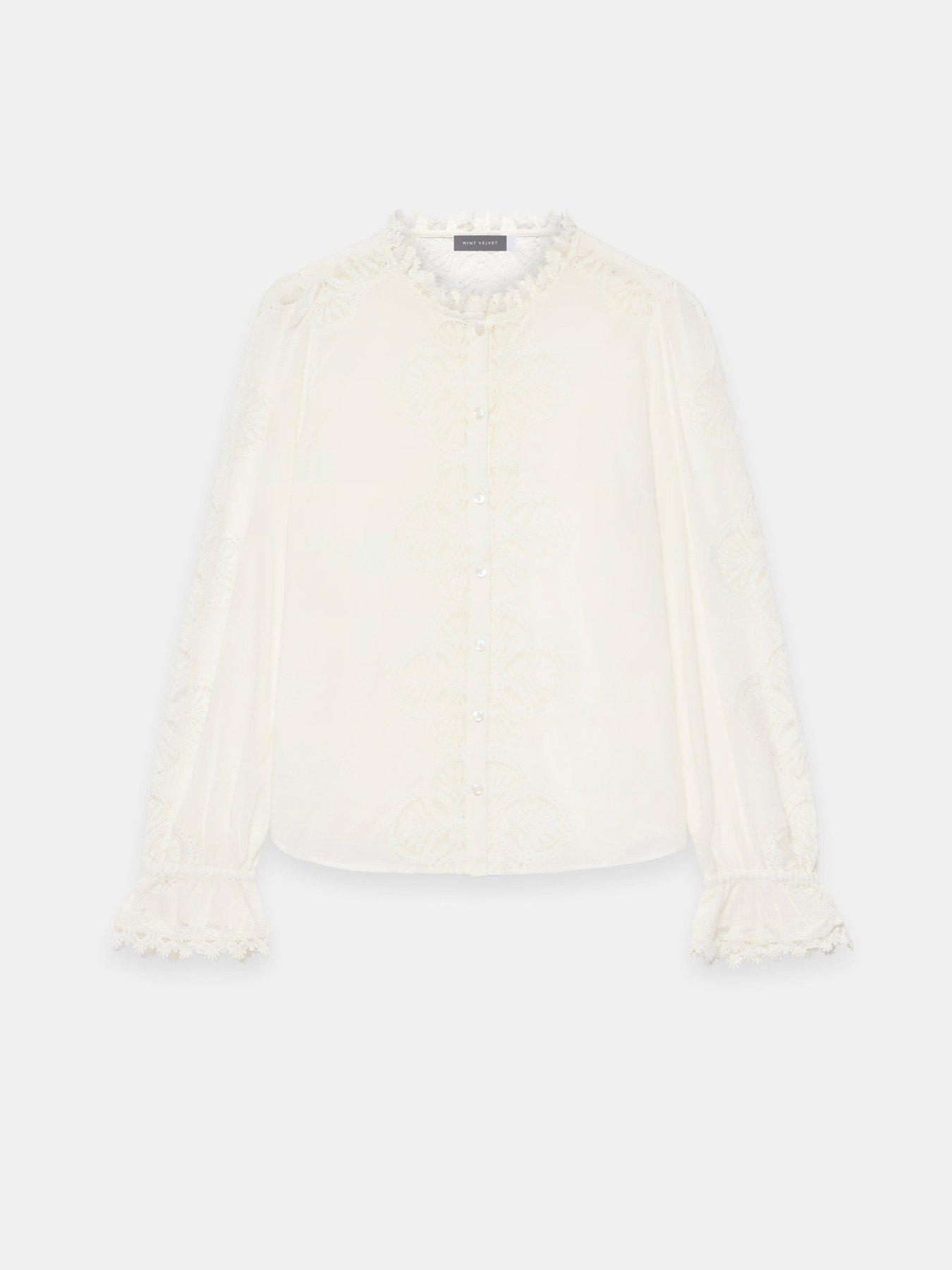 Image 5 of 6 of Mint Velvet Embroidered Blouse - White