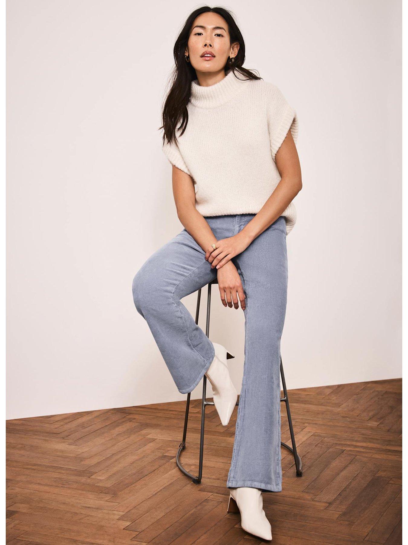 Image 2 of 7 of Mint Velvet Cord Flare Trouser - Blue