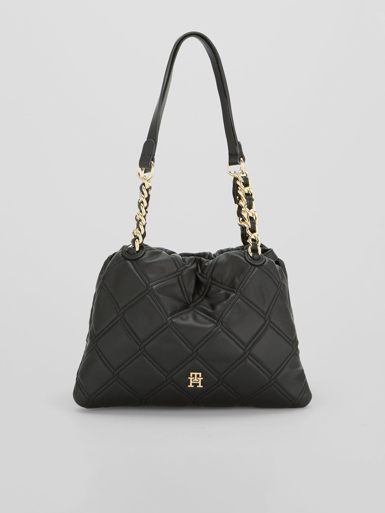 Tommy Hilfiger TH Monogram Quilted Tote Bag - Black