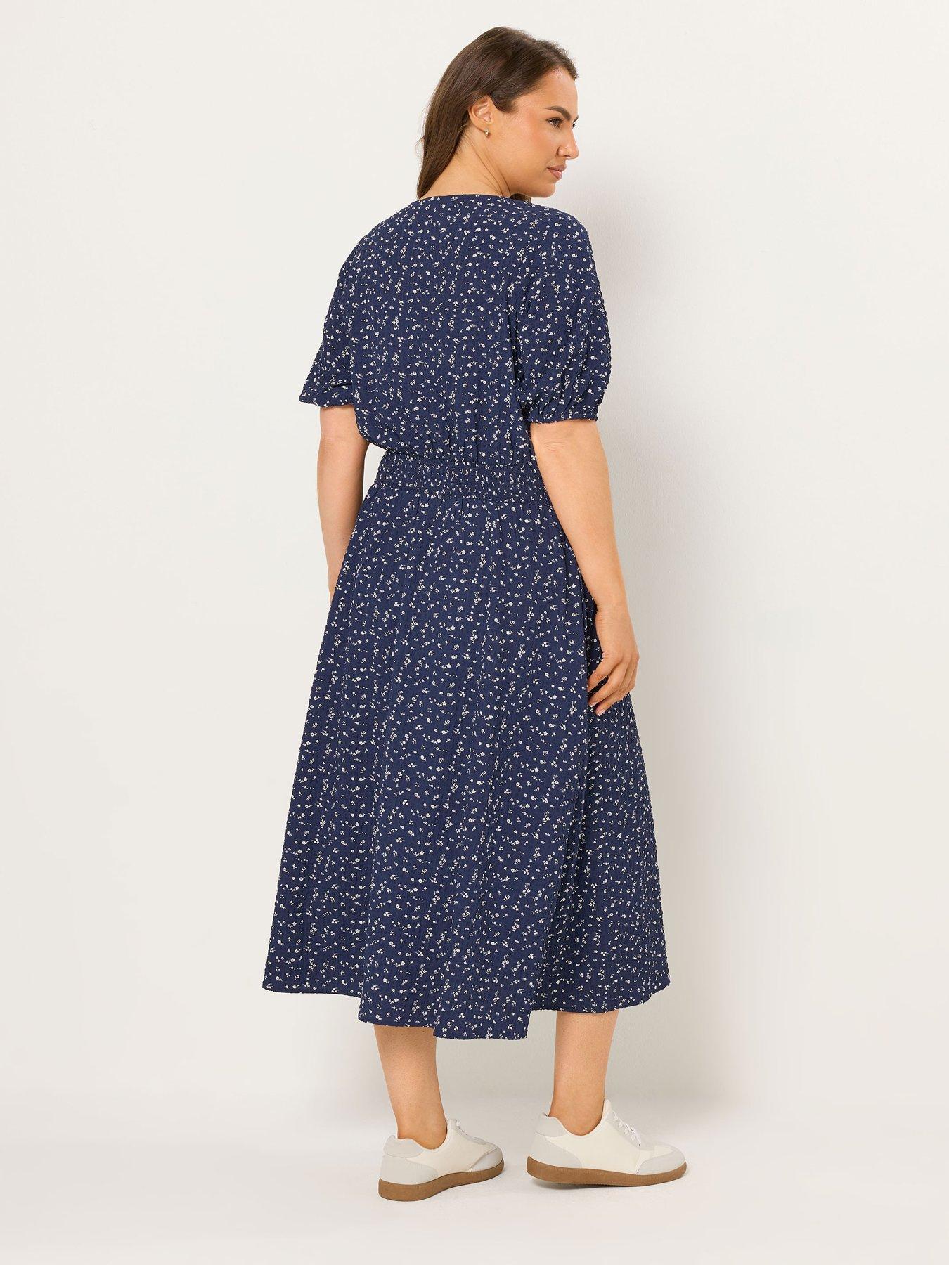 yours-curve-texture-smock-midaxi-dress-bluestillFront