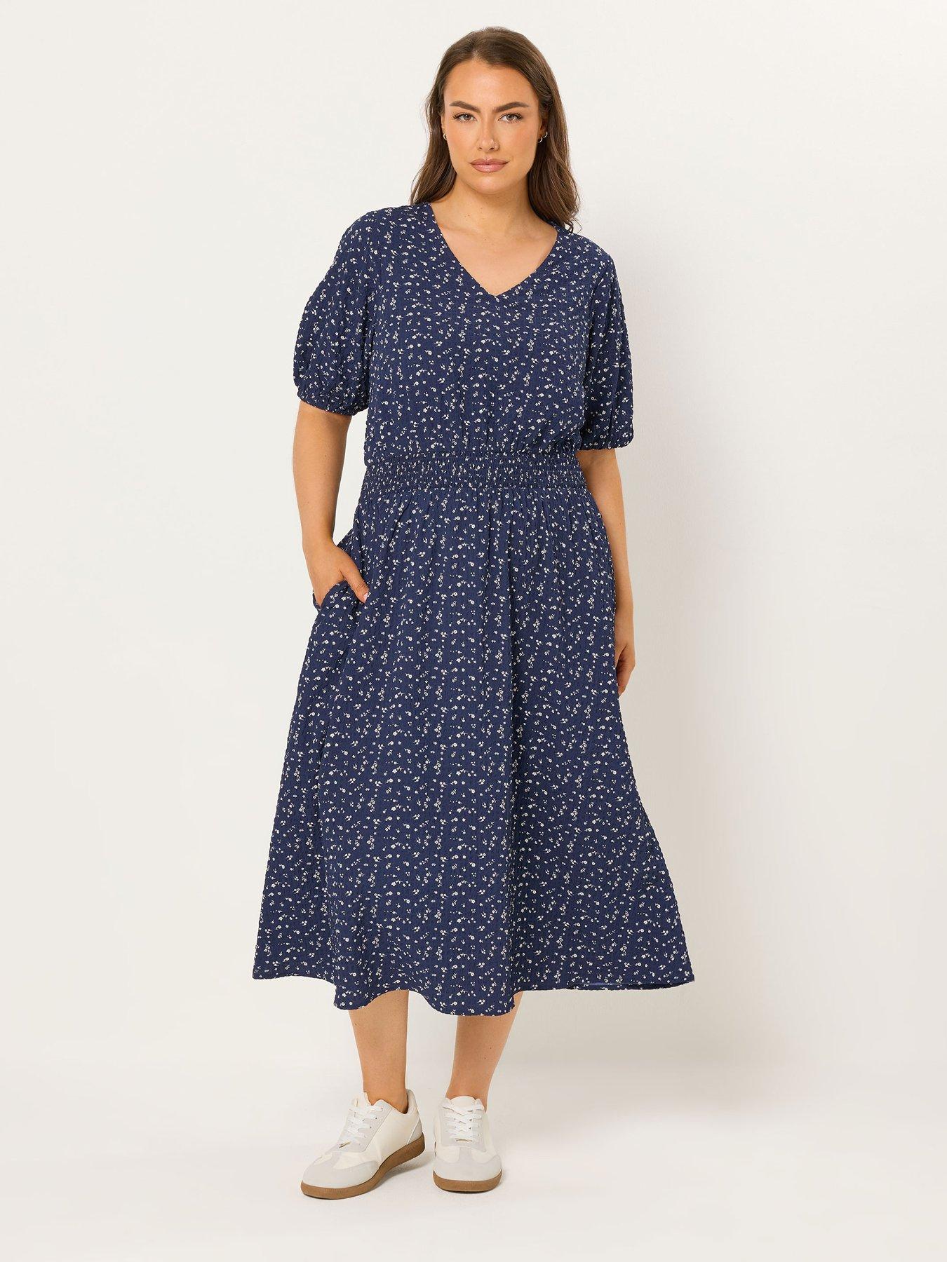yours-curve-texture-smock-midaxi-dress-blueback