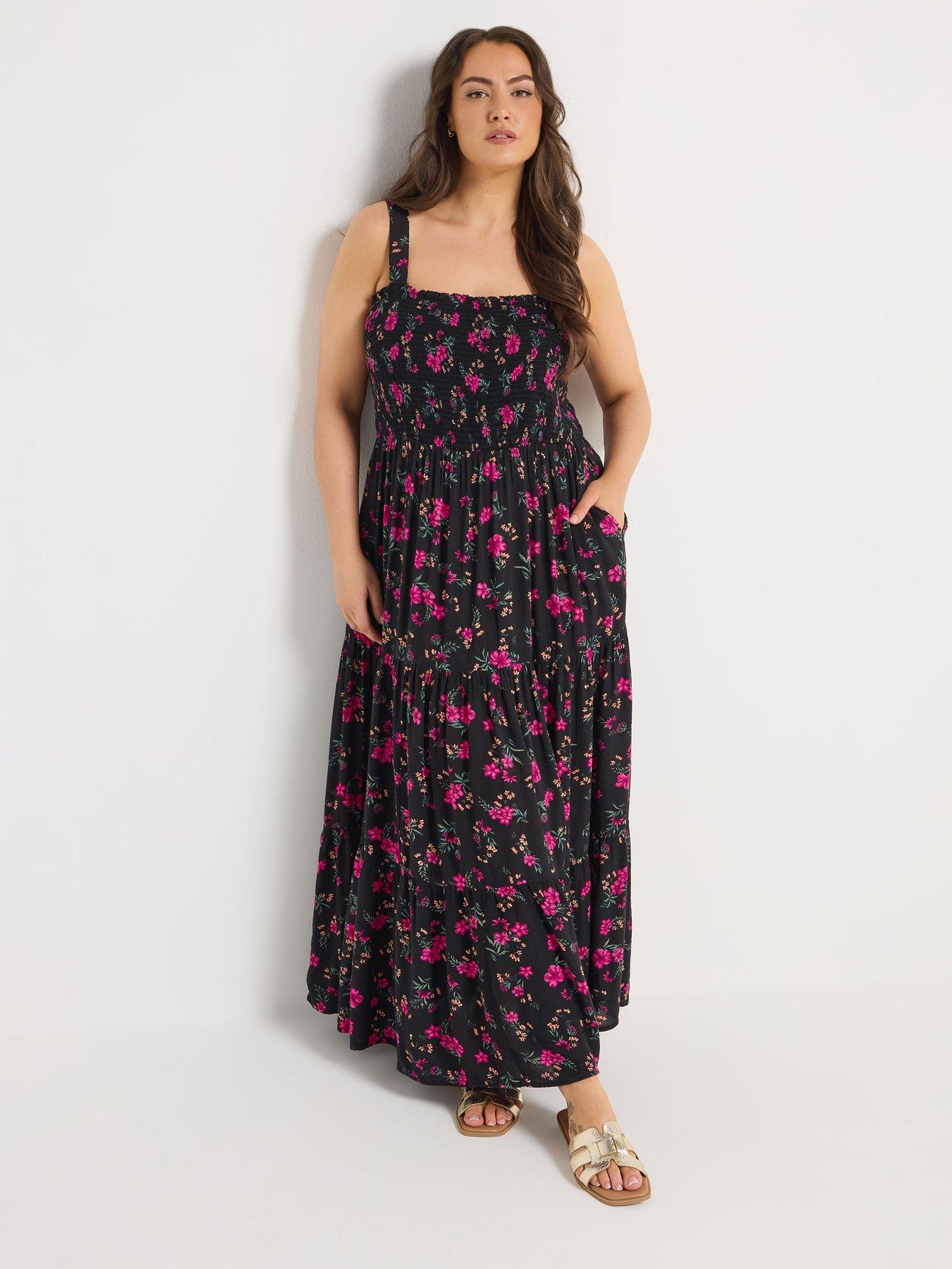 yours-curve-shirred-strappy-maxi-dress-blackback