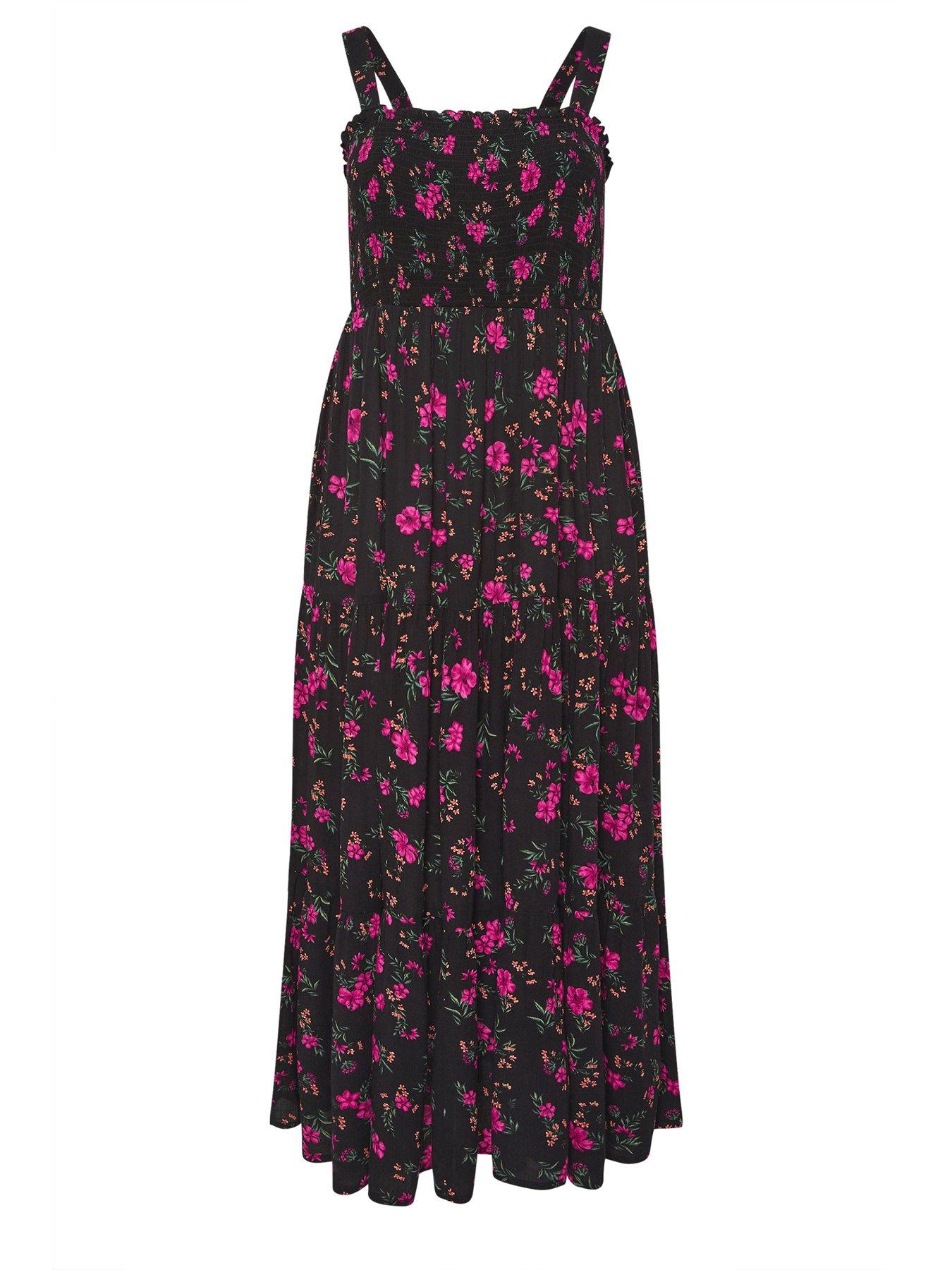 yours-curve-shirred-strappy-maxi-dress-blackdetail