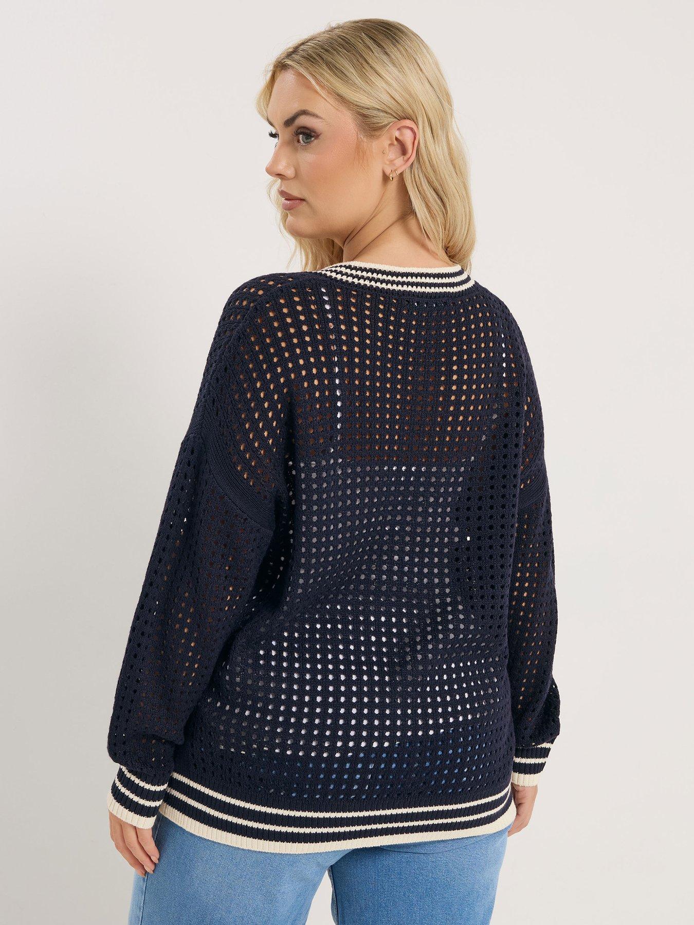 yours-curve-open-stitch-v-neck-jumperstillFront