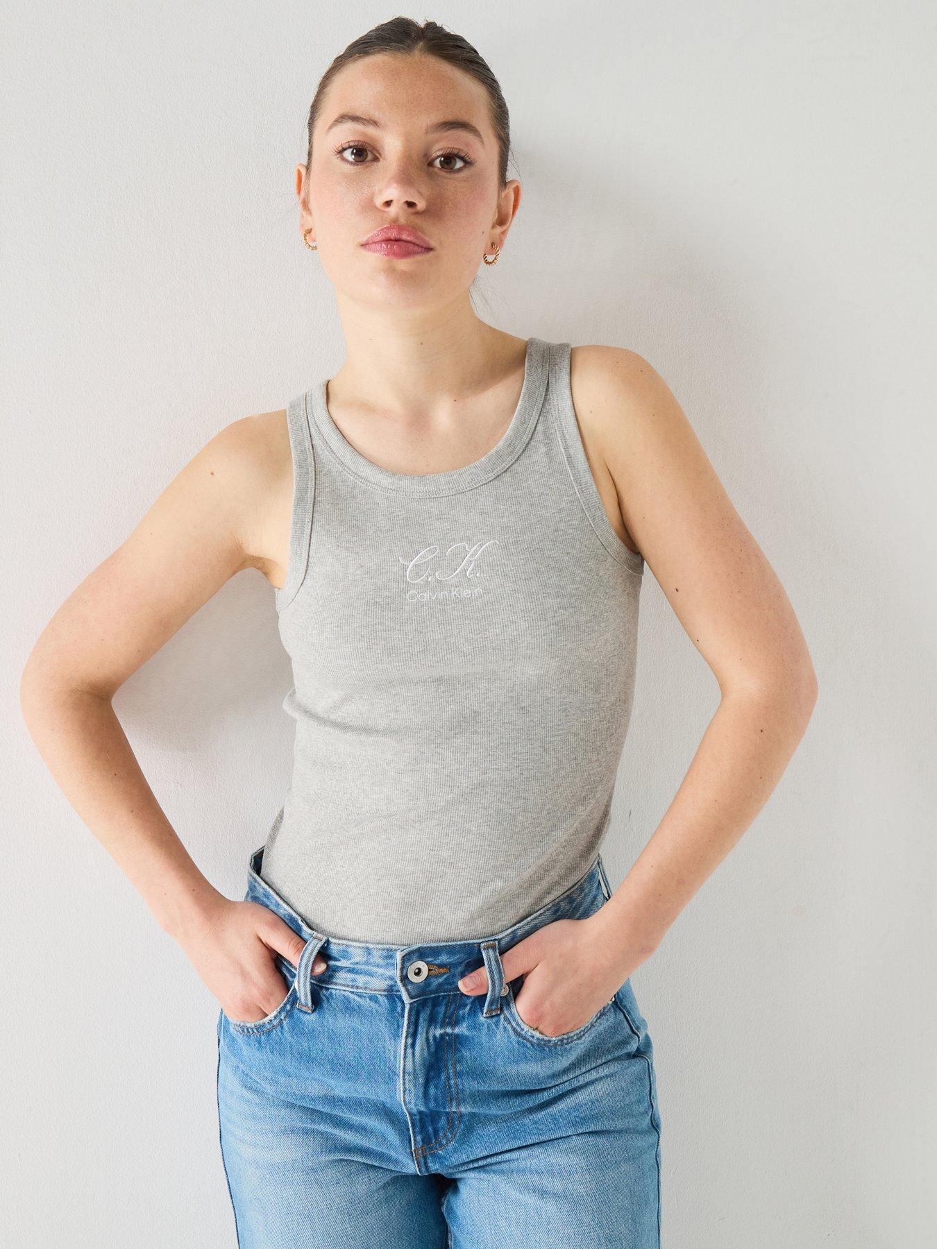 Calvin Klein Jeans Sleeveless Ribbed Tank - Grey