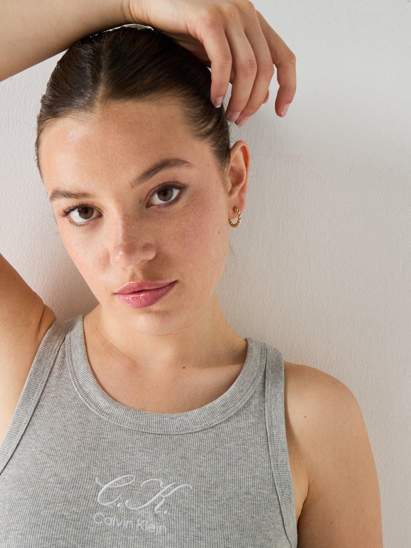 Image 5 of 6 of Calvin Klein Jeans Sleeveless Ribbed Tank - Grey