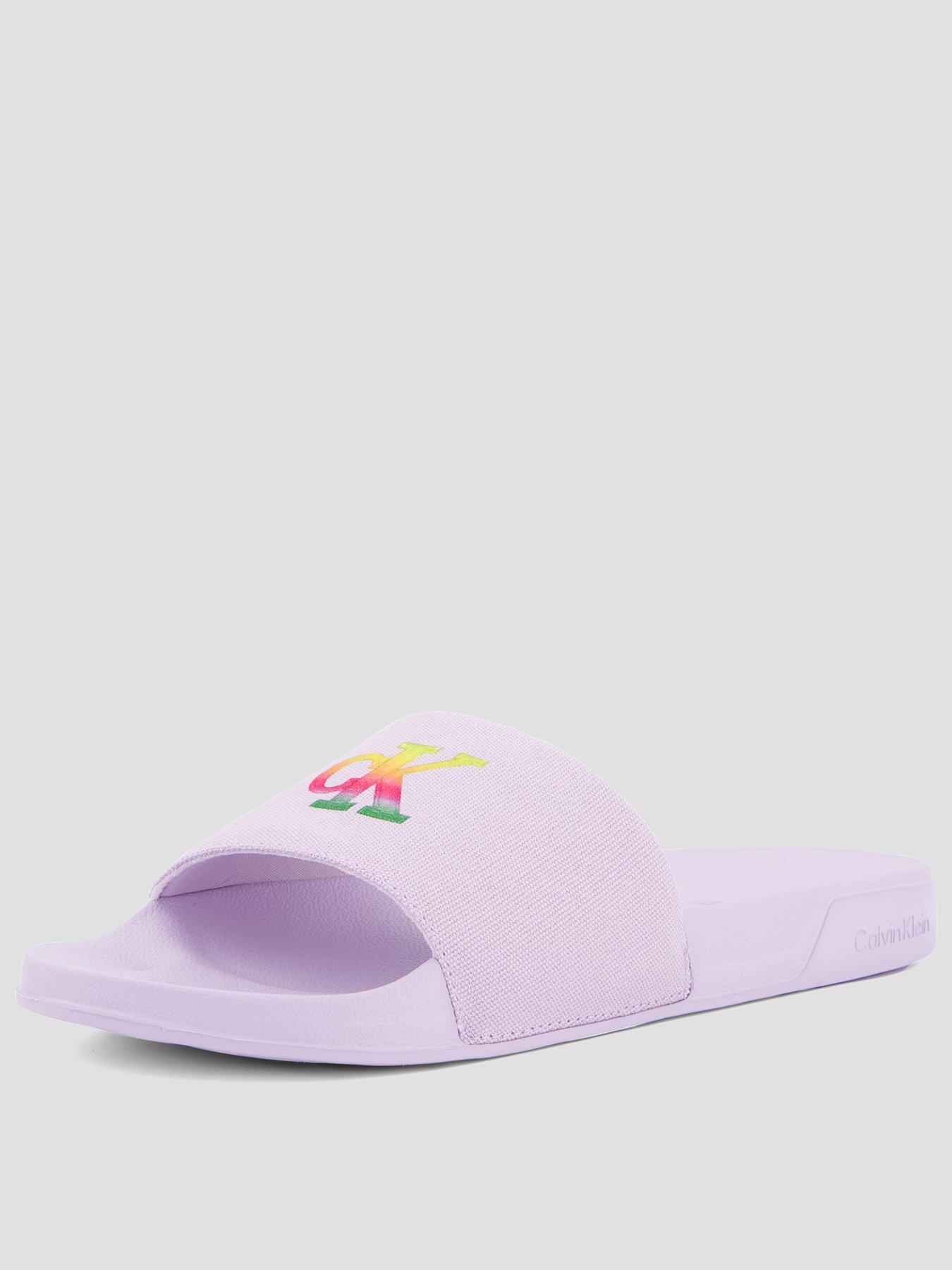 Calvin Klein CK Logo Slippers - Purple