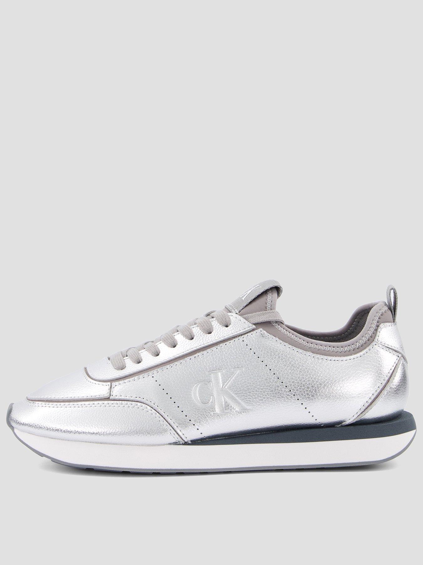 Image 1 of 7 of Calvin Klein Retro Runner Metallic Trainers - Silver