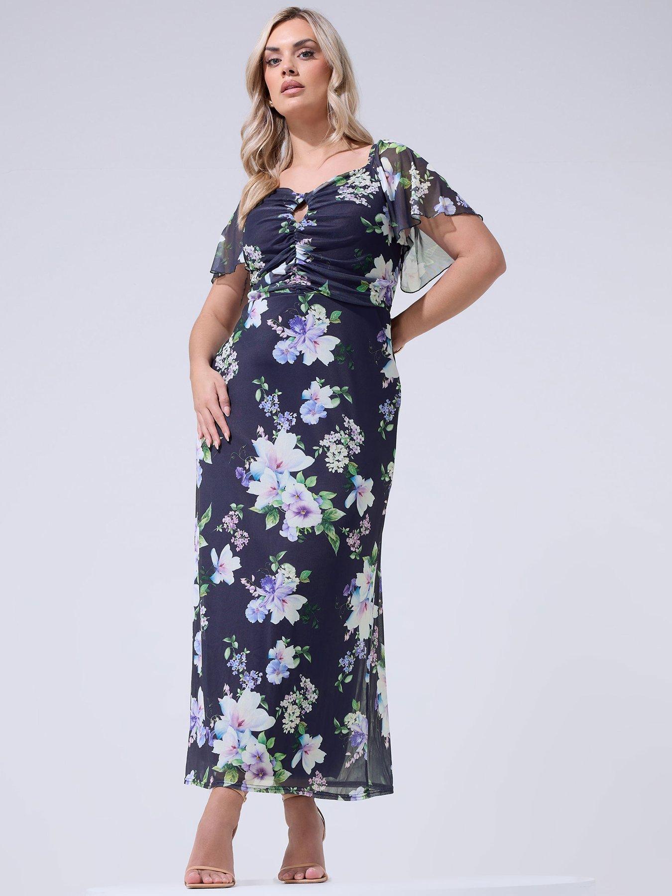 yours-curve-keyhole-mesh-maxi-dressfront
