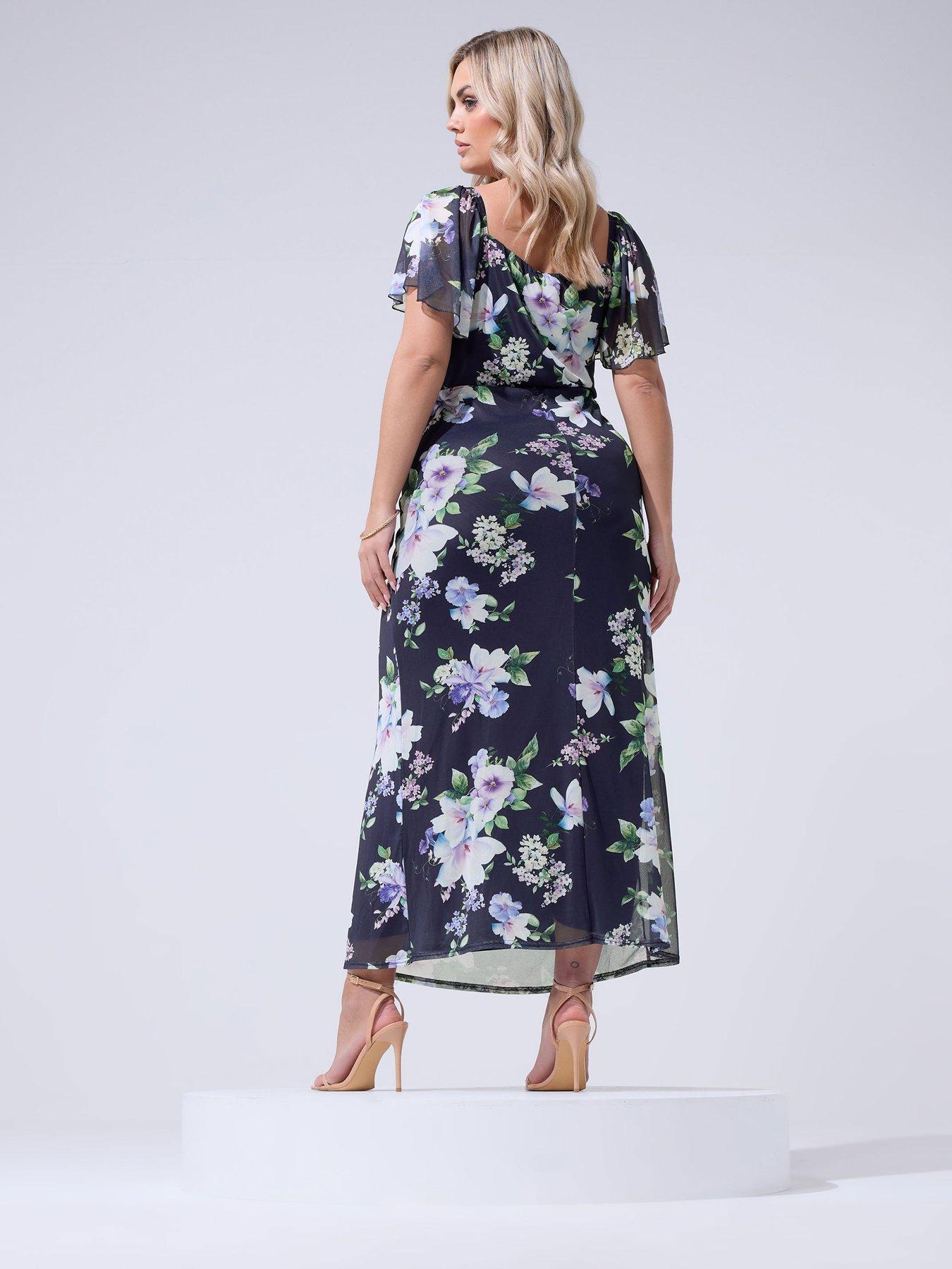 yours-curve-keyhole-mesh-maxi-dressstillFront