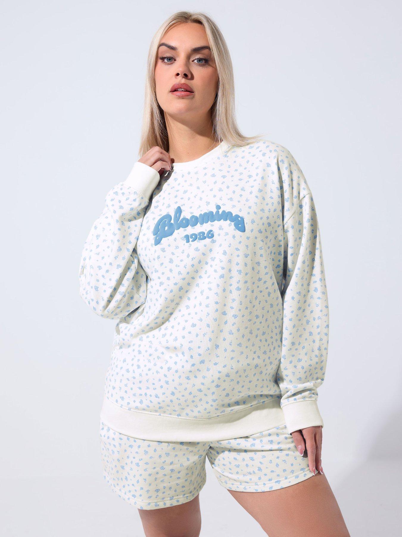yours-curve-ditsy-printed-sweatshirt-whitefront