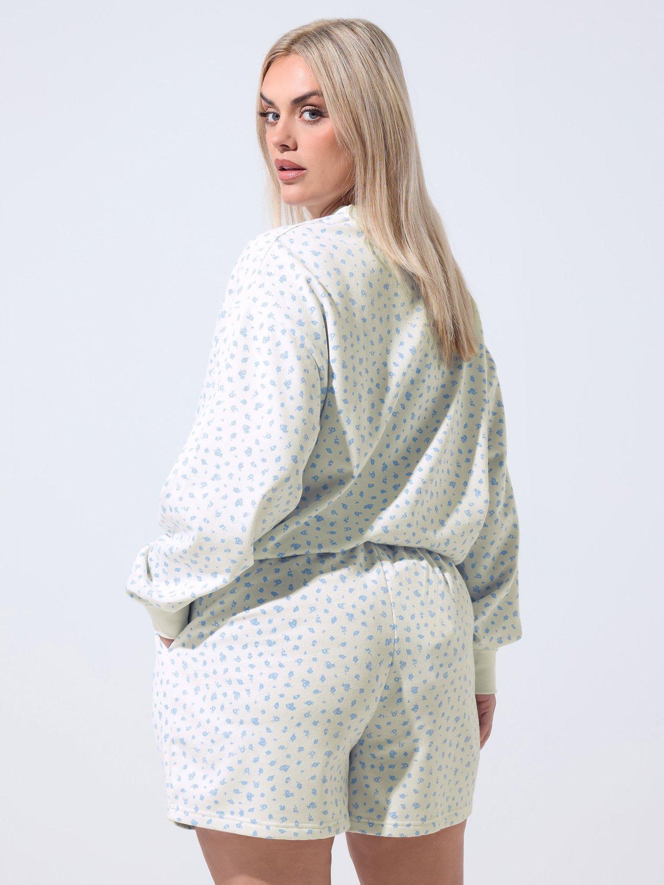 yours-curve-ditsy-printed-shorts-whitestillFront