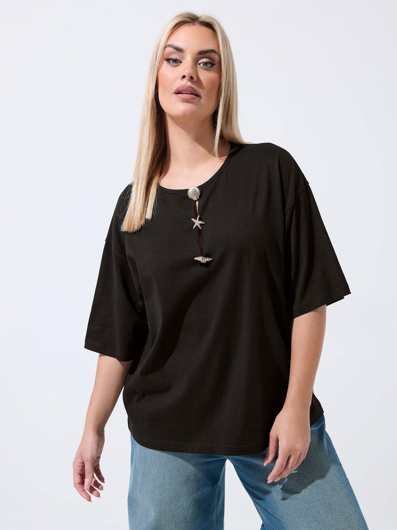yours-curve-shell-button-nbspshort-sleeve-top-blackfront