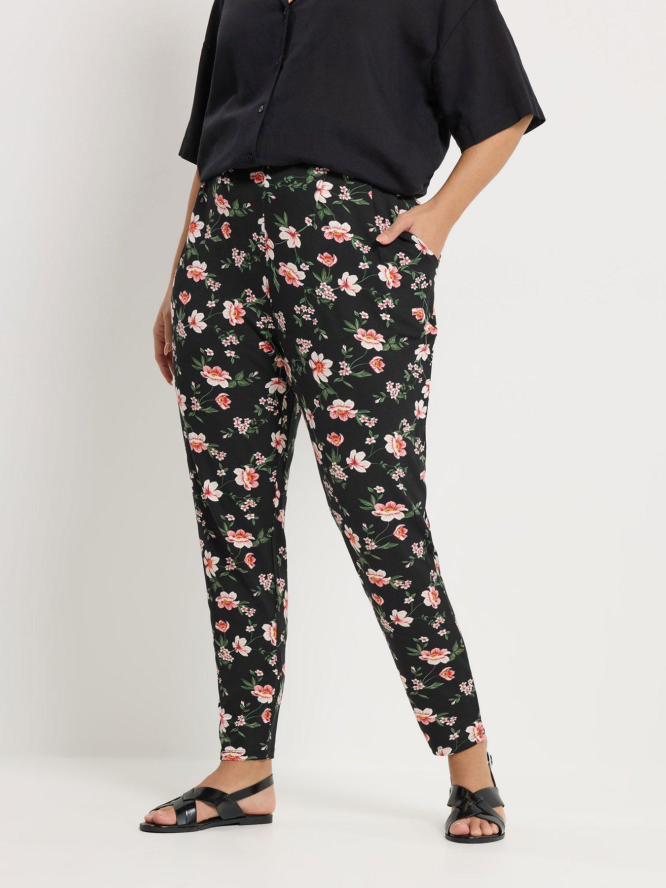 yours-curve-double-pleat-harem-trousers-blackfront