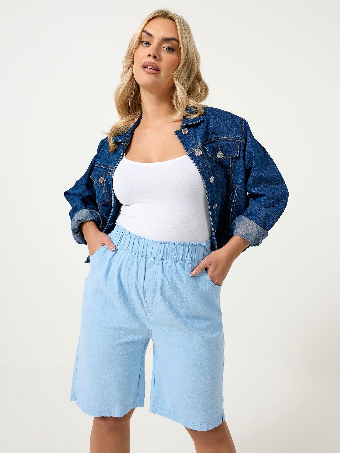 yours-curve-cool-cotton-shorts-bluefront