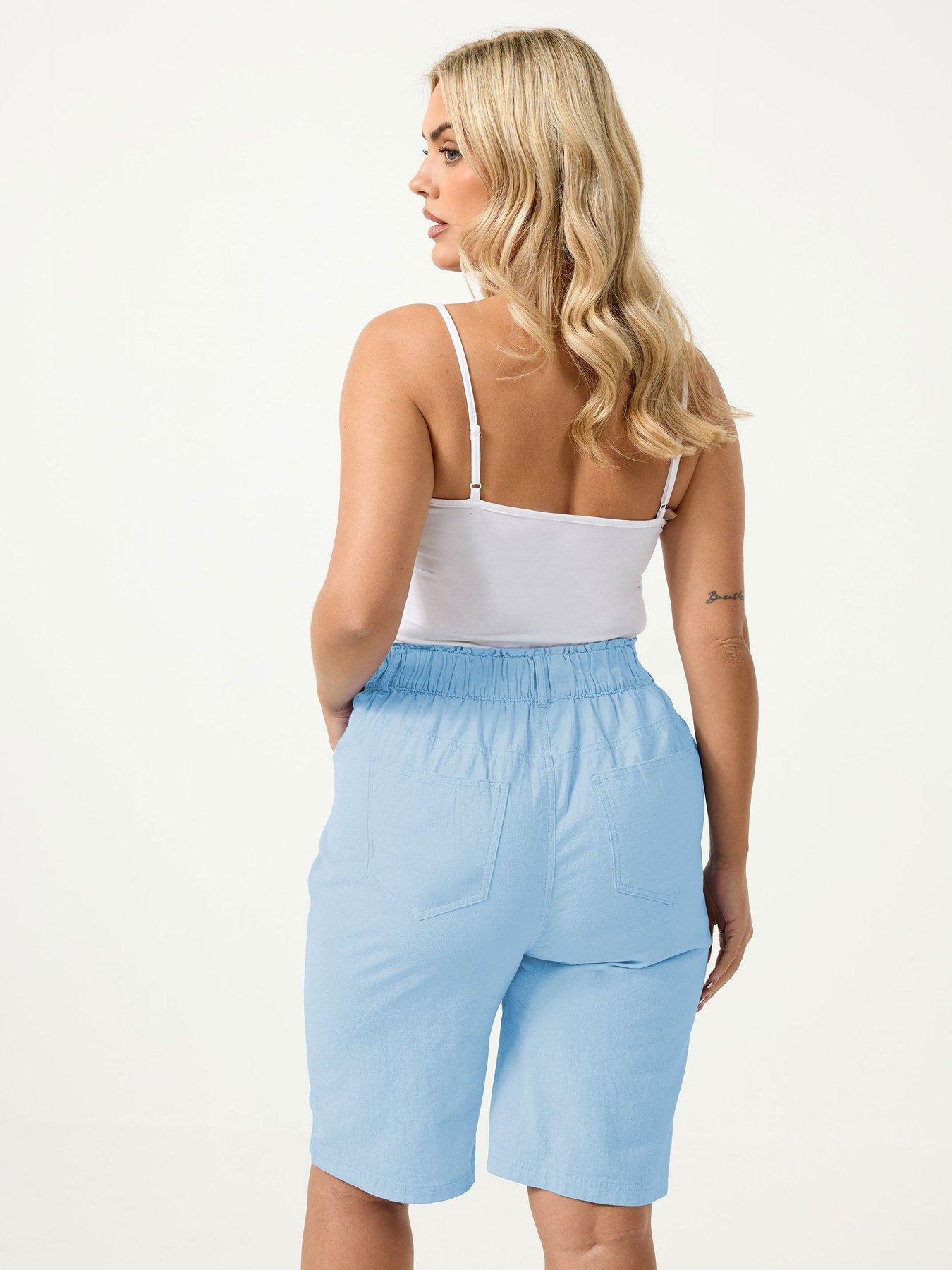 yours-curve-cool-cotton-shorts-bluestillFront